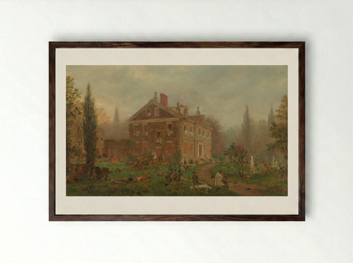 The Attack on Chew's House during the Battle of Germantown, 1777 - Edward Lamson Henry - Framed Print Dark Wood