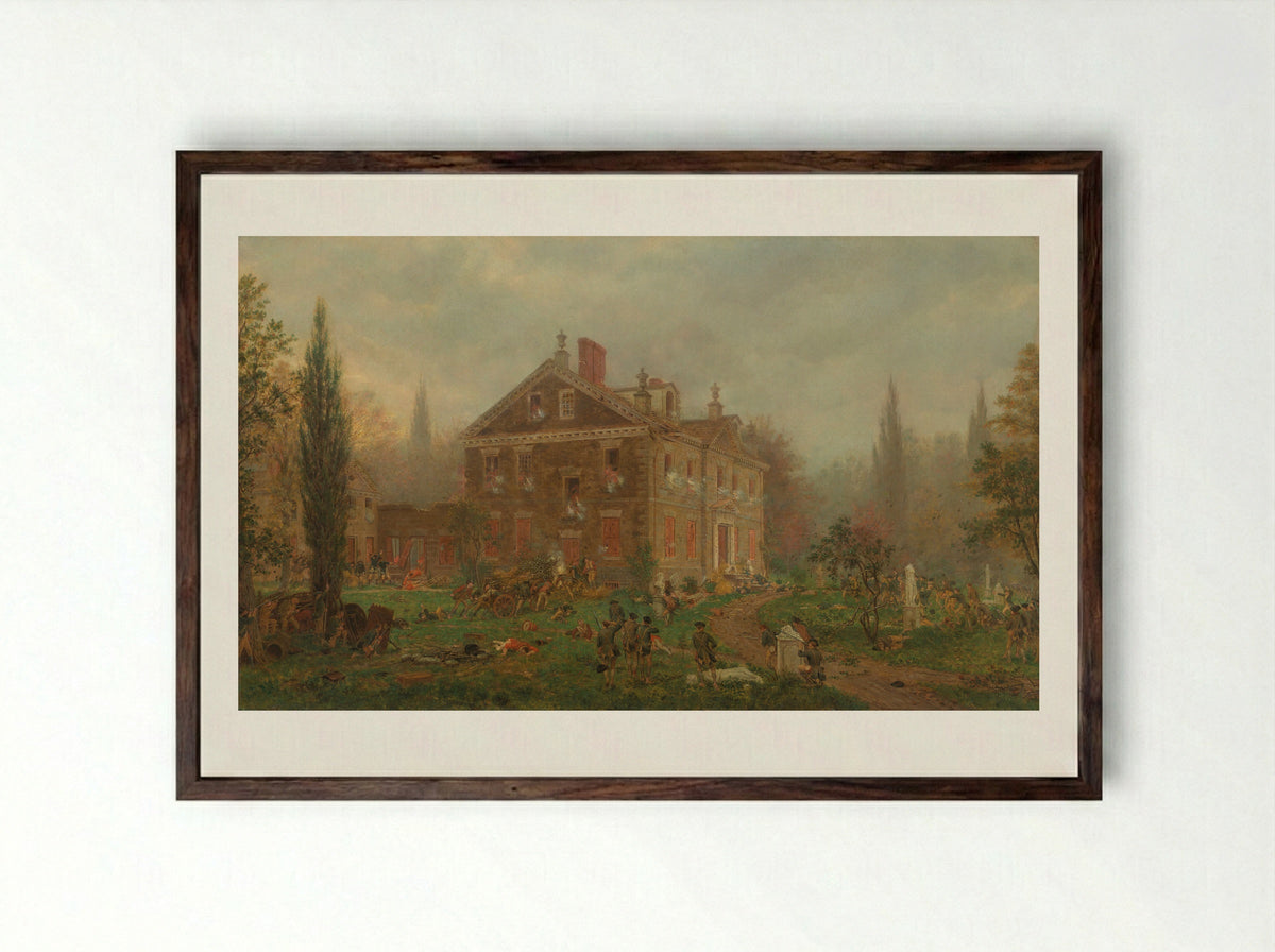 The Attack on Chew's House during the Battle of Germantown, 1777 - Edward Lamson Henry - Framed Print Dark Wood