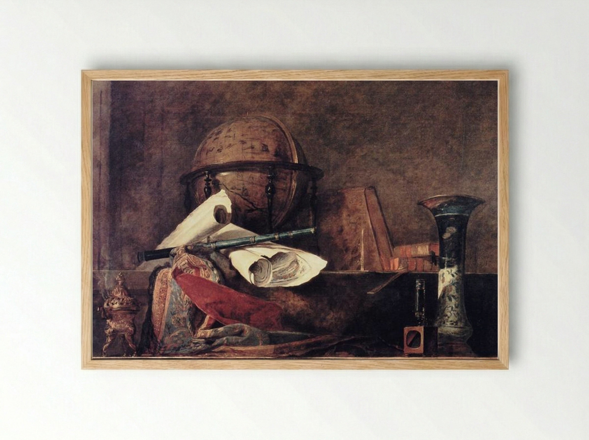 The Attributes of the Sciences - Jean-Baptiste-Siméon Chardin - Framed Print Wood
