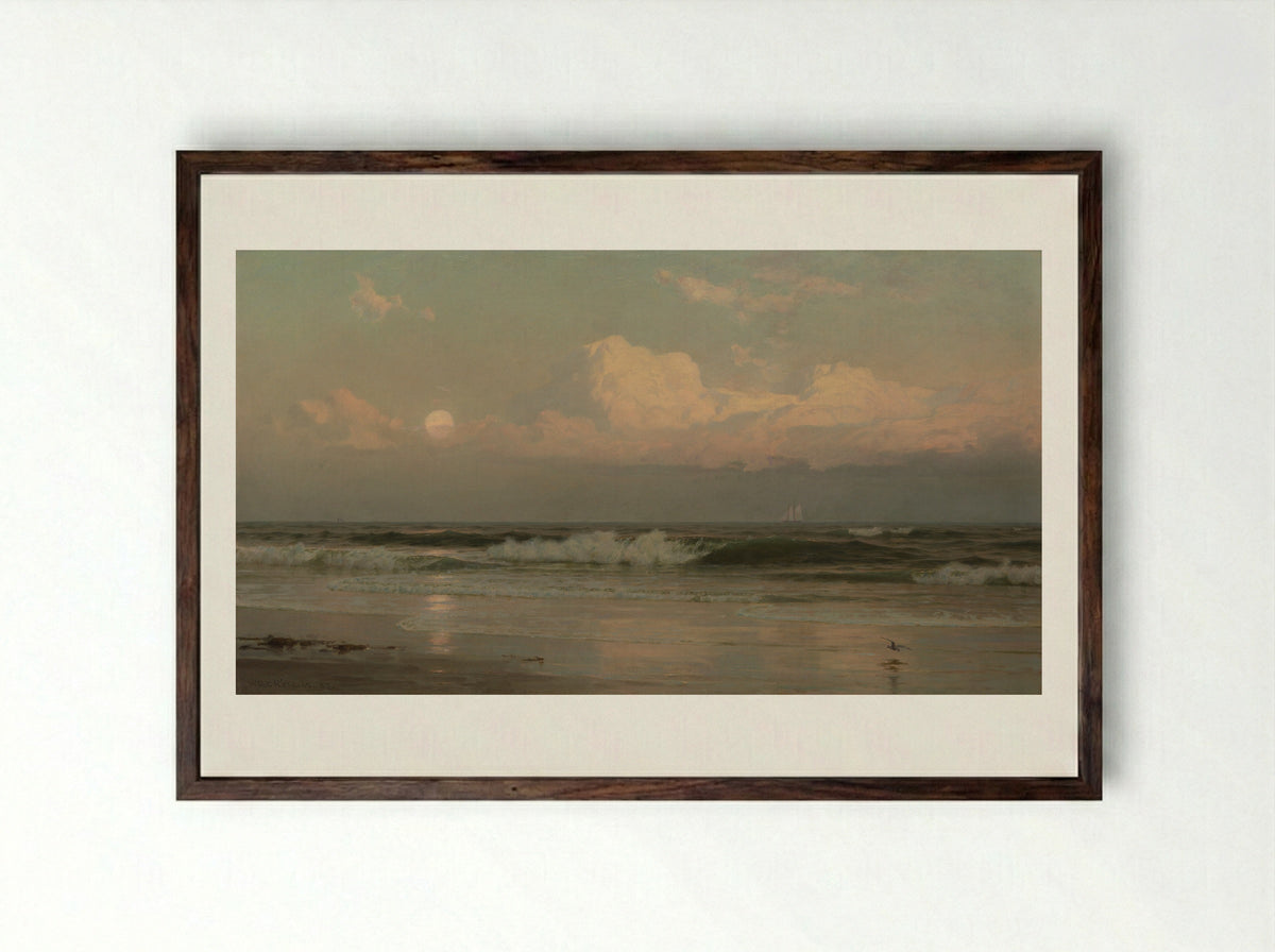 The August Moon - William Trost Richards - Framed Print Dark Wood