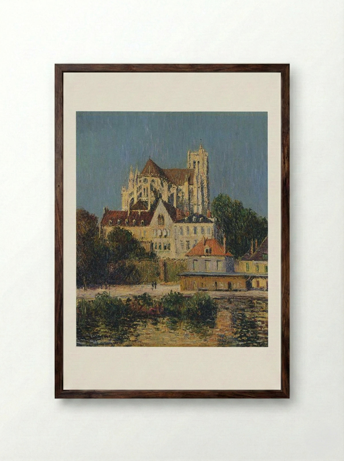 The Auxerre Cathedral - Gustave Loiseau - Framed Print Dark Wood