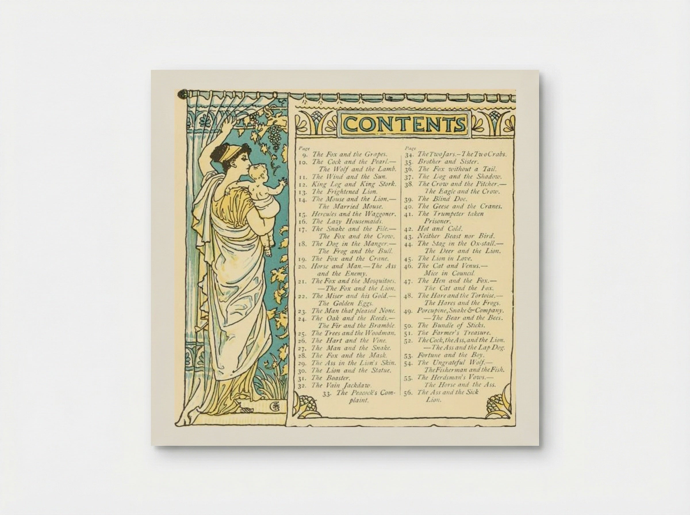 The Baby's Own Aesop: Contents Page - Walter Crane - Poster