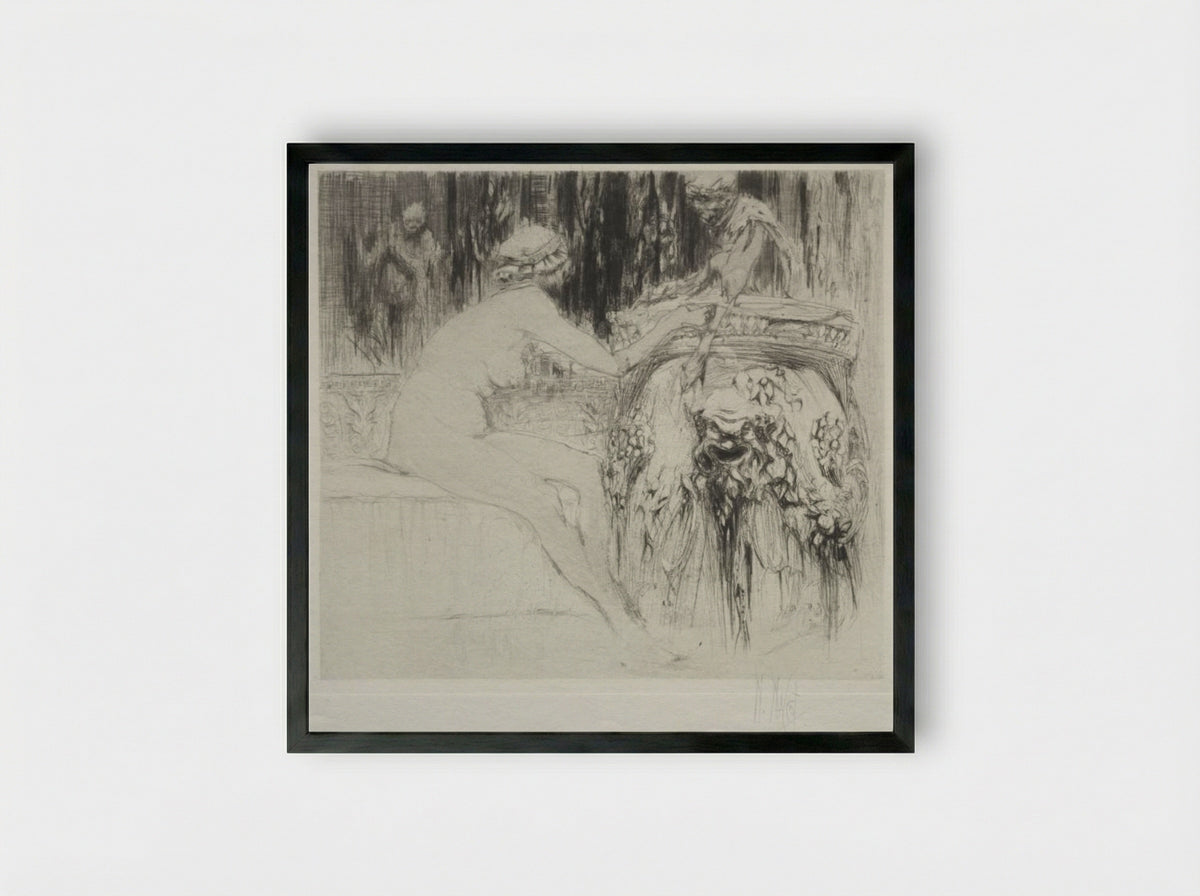The Bacchante and the Young Faun - William Walcot - Framed Print Black