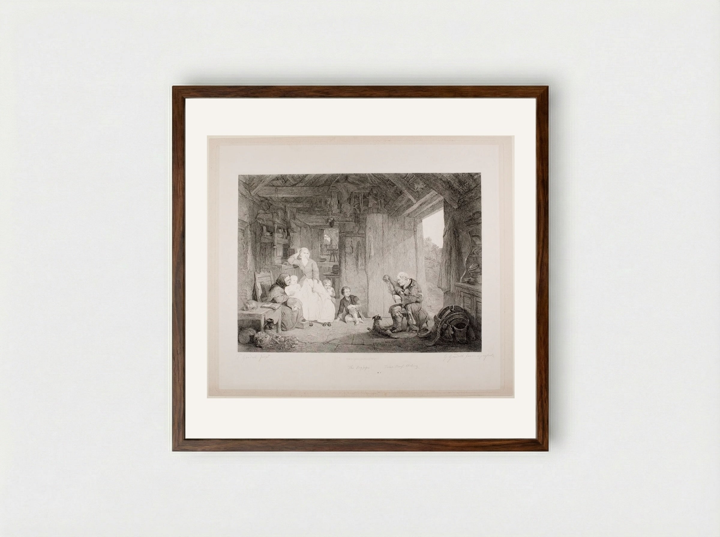 The Bagpiper - Edward Goodall - Framed Print Dark Wood