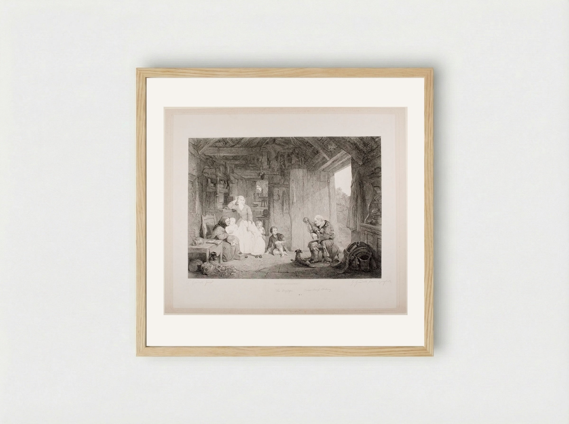 The Bagpiper - Edward Goodall - Framed Print Wood