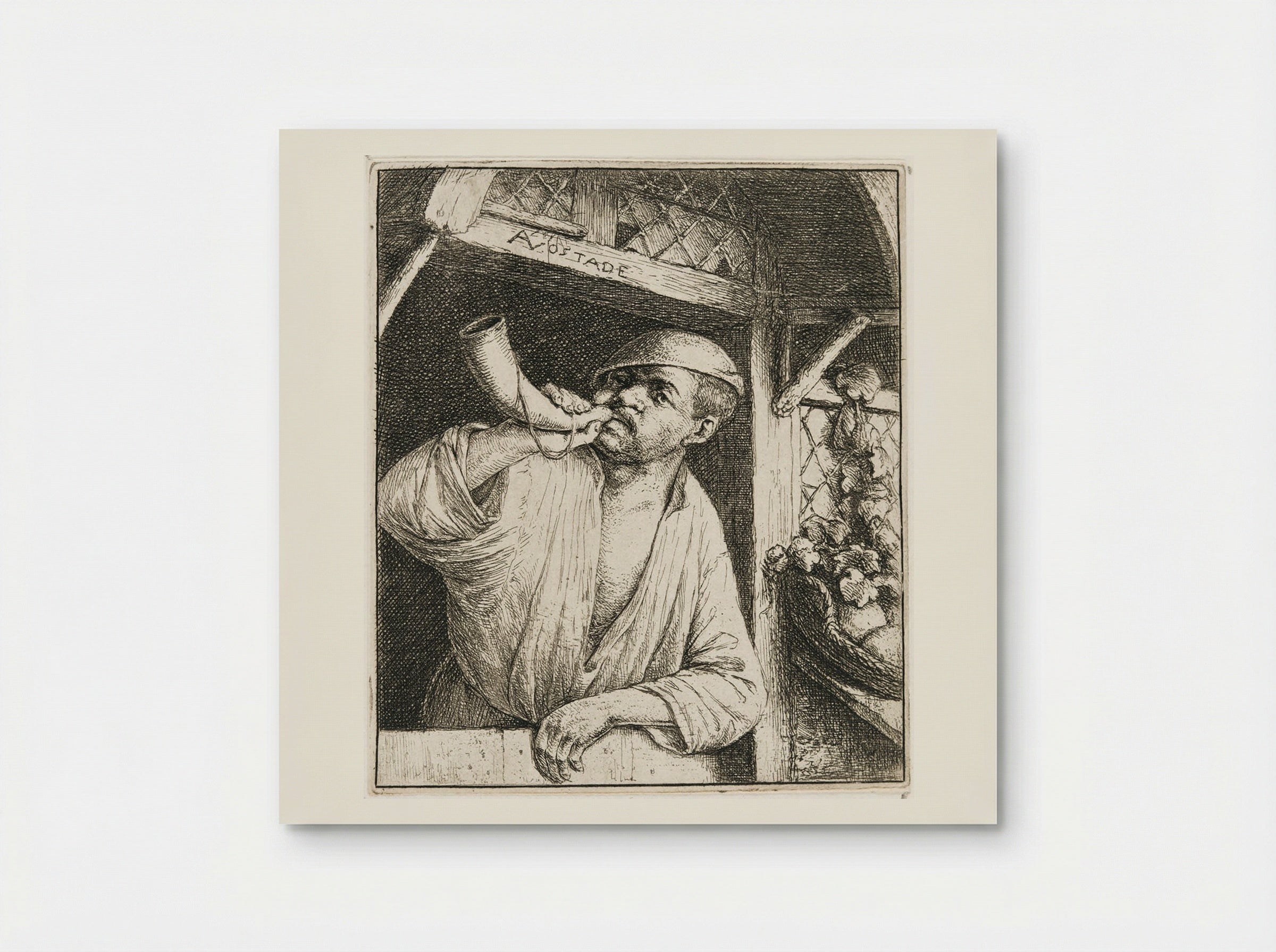 The Baker Sounding His Horn - Adriaen van Ostade - Poster