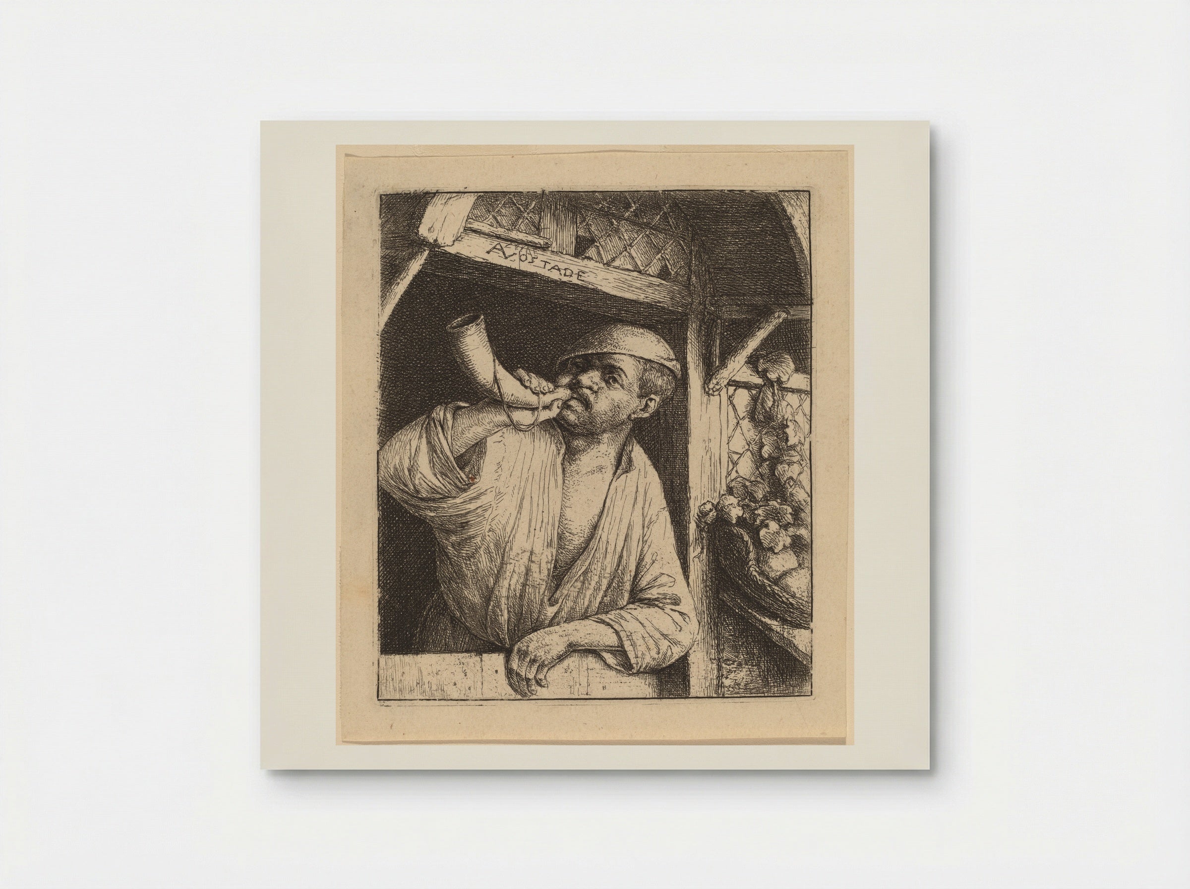 The Baker Sounding His Horn - Adriaen van Ostade - Poster
