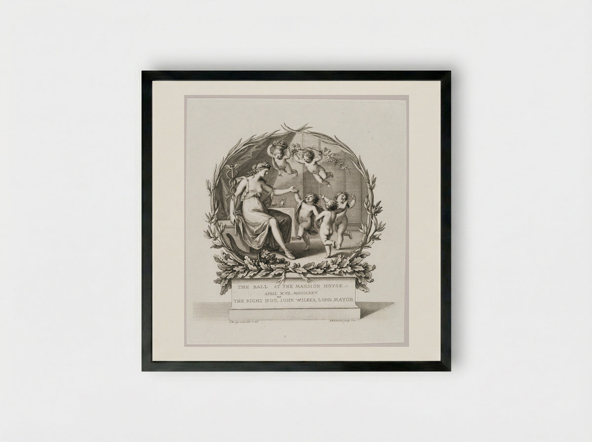 The Ball at the Mansion House April XVII, MDCCLXXV, The Right Honorable John Wilkes, Lord Mayor - Francesco Bartolozzi - Framed Print Black