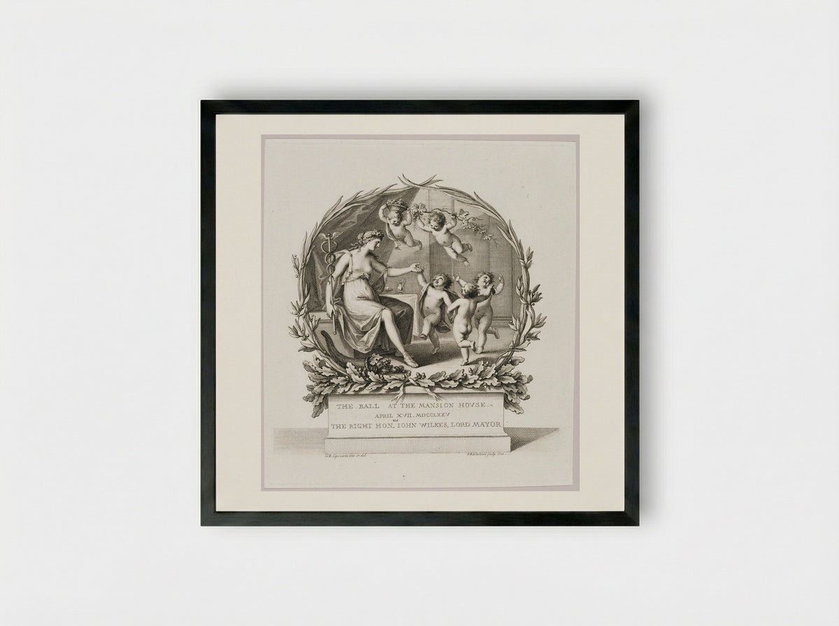 The Ball at the Mansion House April XVII, MDCCLXXV, The Right Honorable John Wilkes, Lord Mayor - Francesco Bartolozzi - Framed Print Black