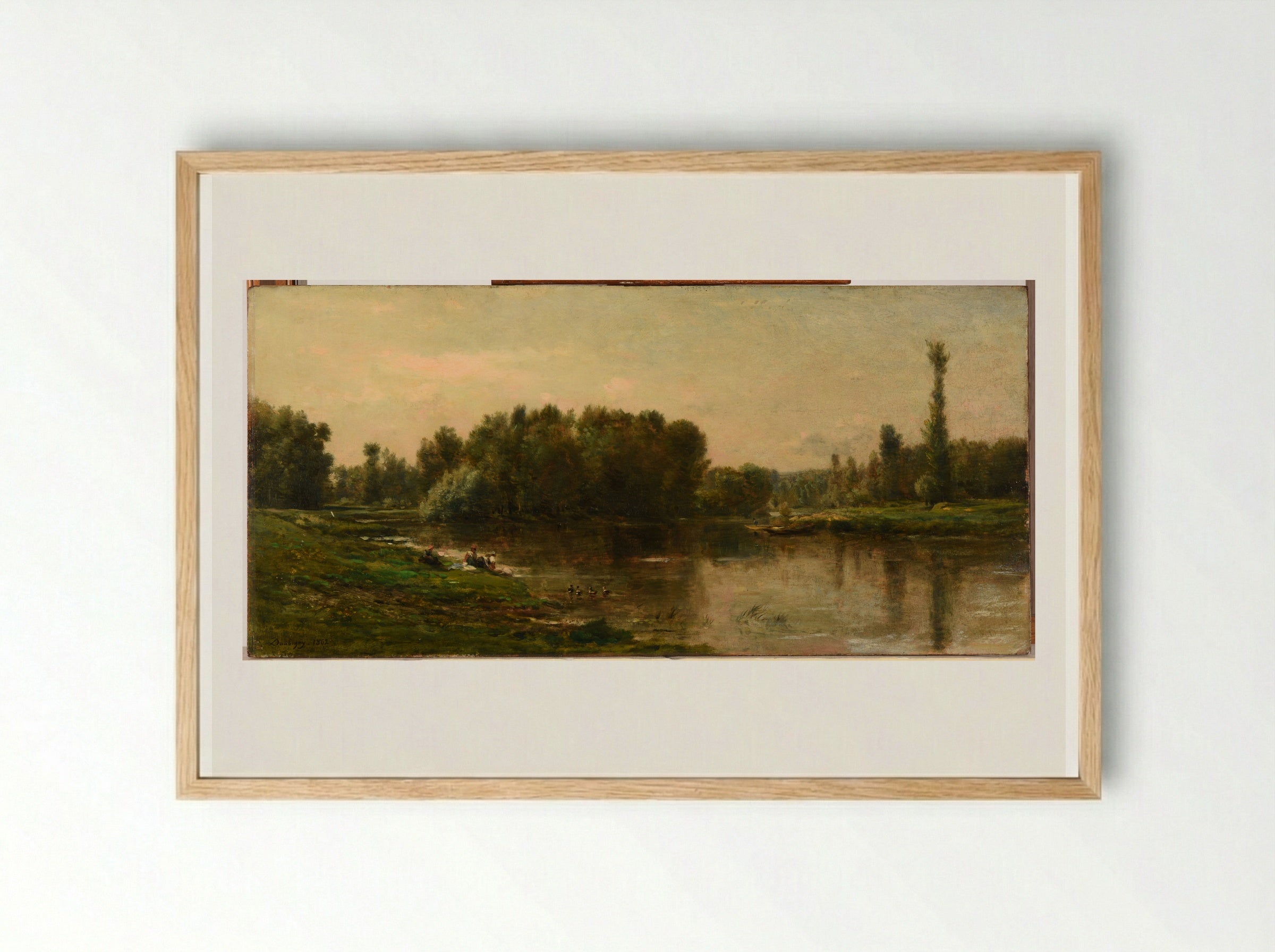 The Banks of the Oise - Charles-Francois Daubigny - Framed Print Wood