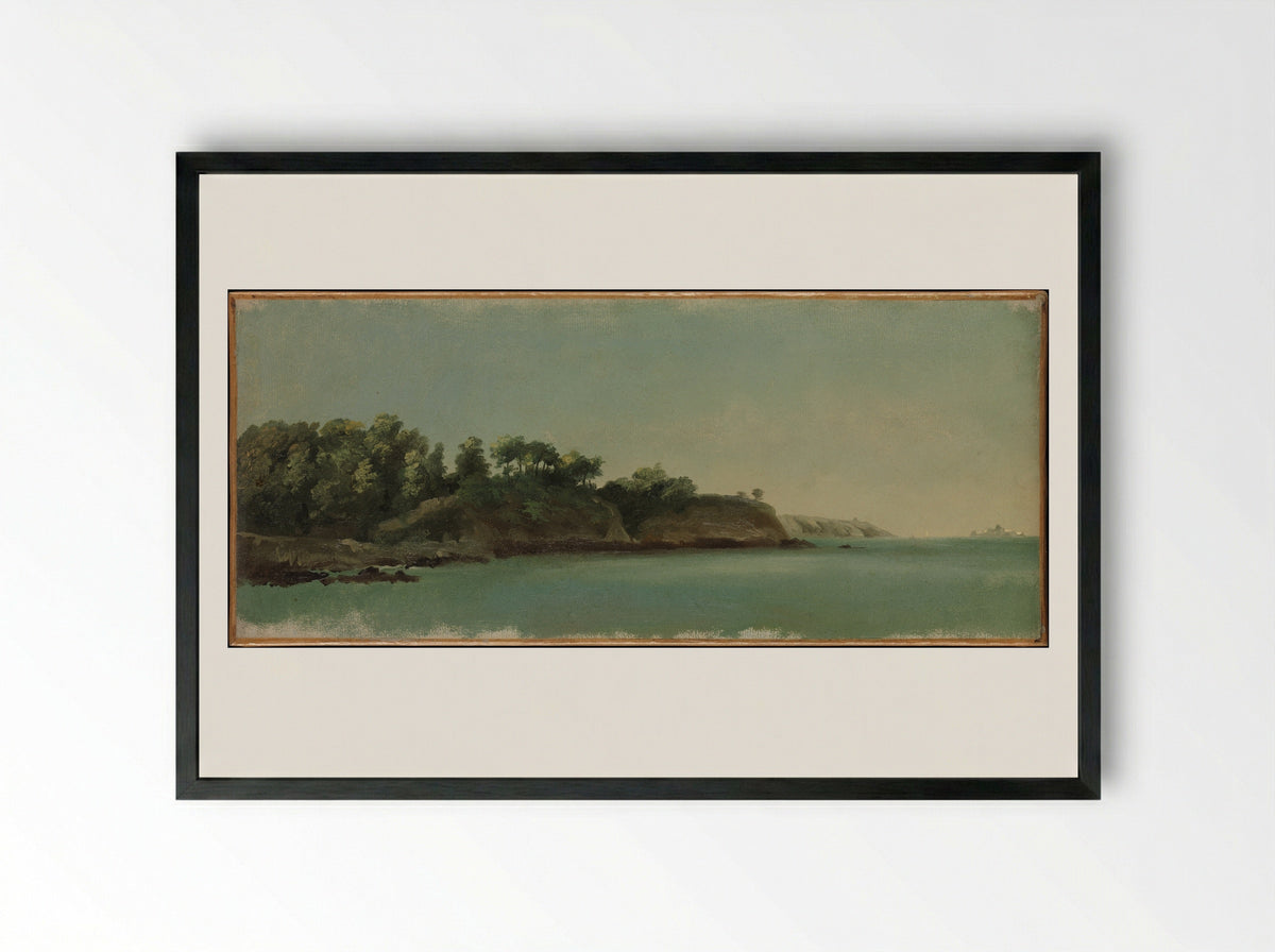 The Banks of the Rance, Brittany - Pierre-Henri de Valenciennes - Framed Print Black
