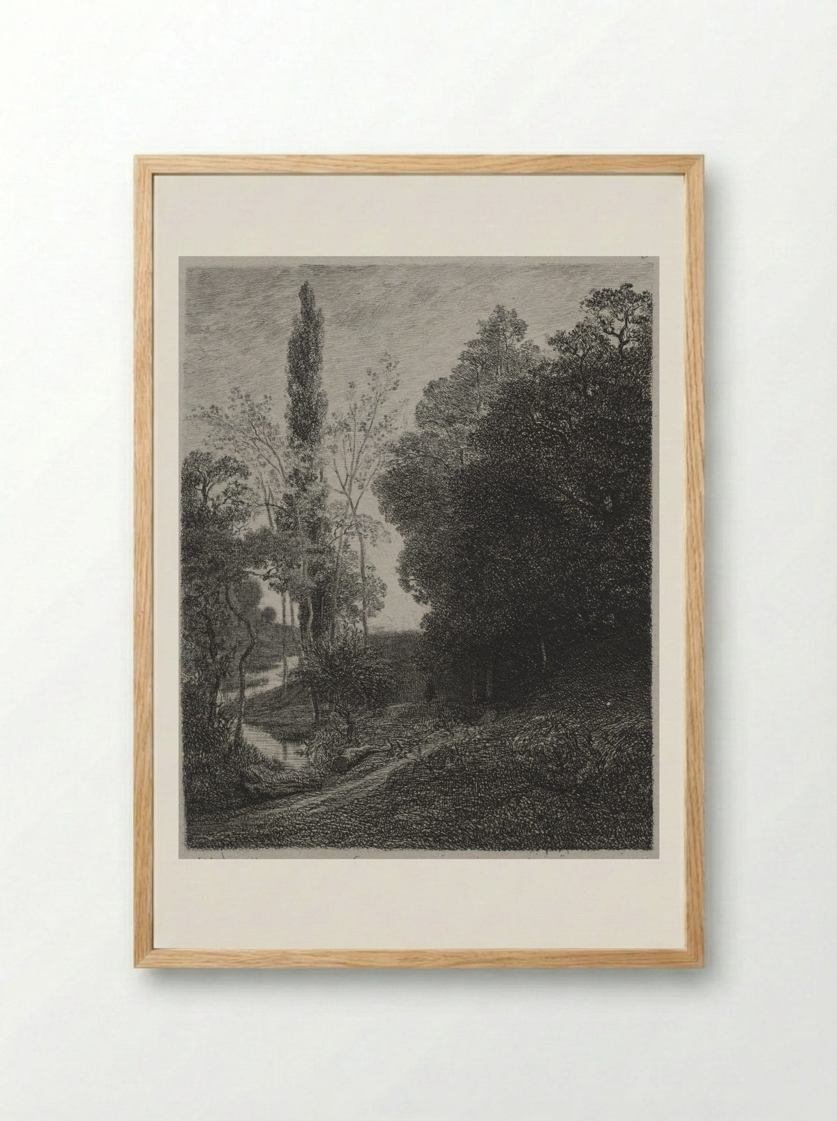 The Banks of the River - Charles-Francois Daubigny - Framed Print Wood