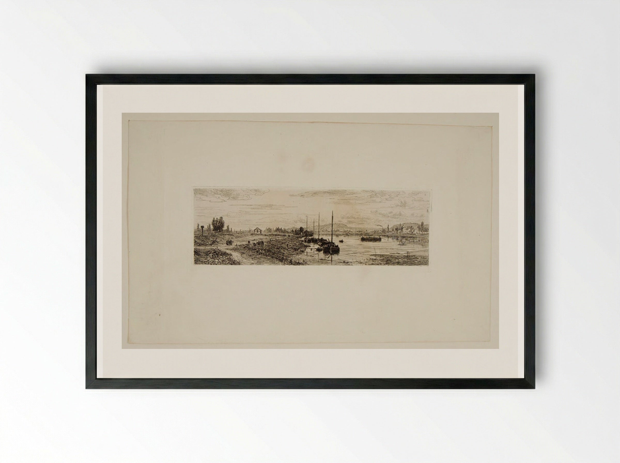 The Banks of the Seine Near Argenteuil - Maxime Lalanne - Framed Print Black