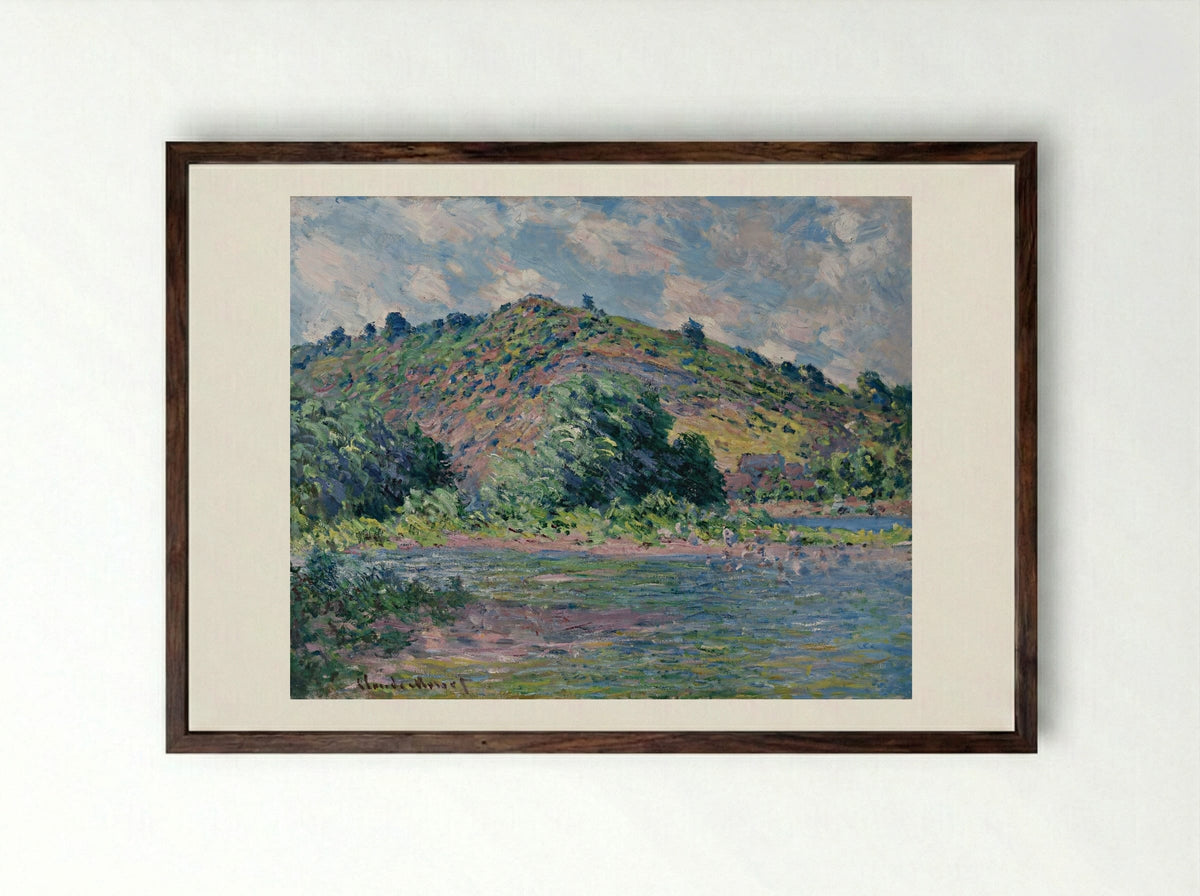 The Banks of the Seine at Port-Villez - Claude Monet - Framed Print Dark Wood
