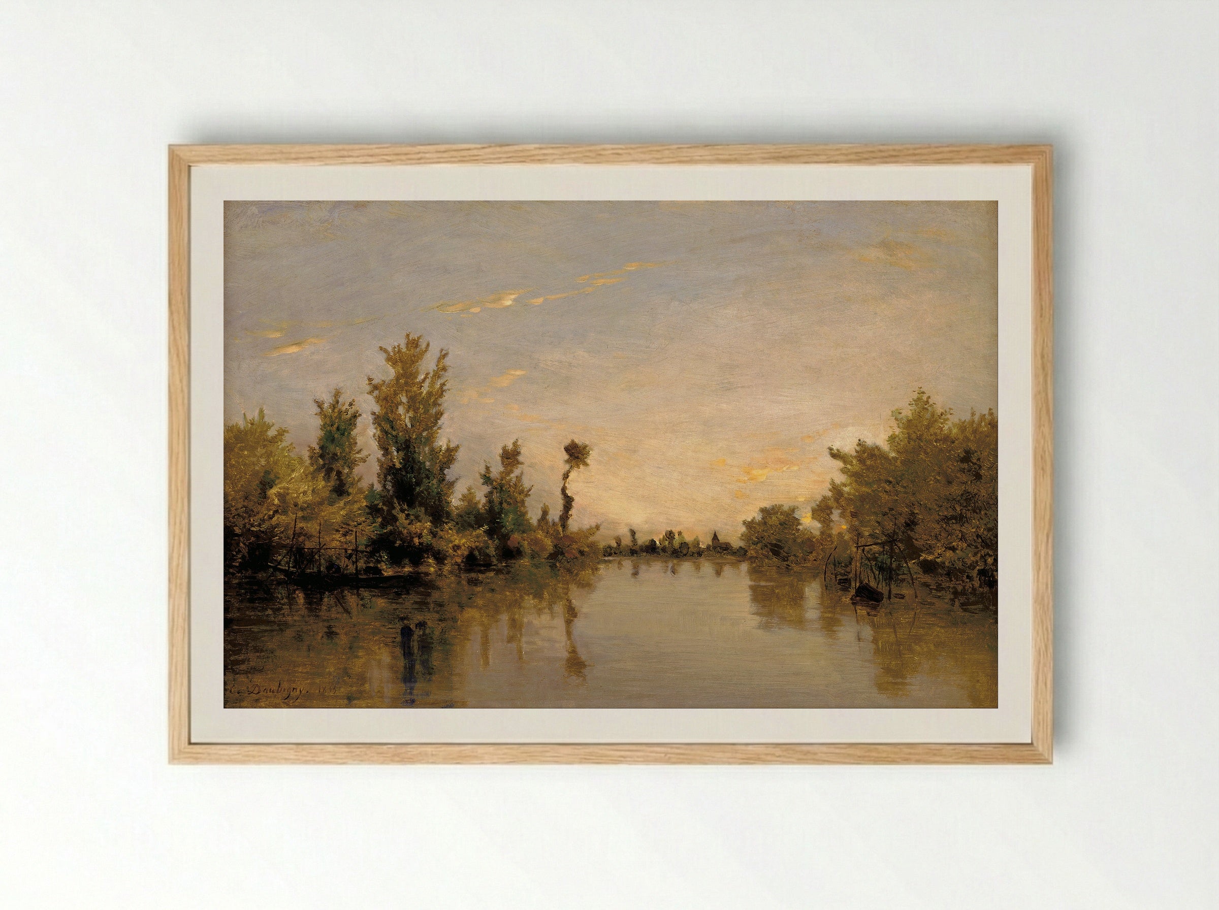 The Banks of the Seine - Charles-François Daubigny - Framed Print Wood