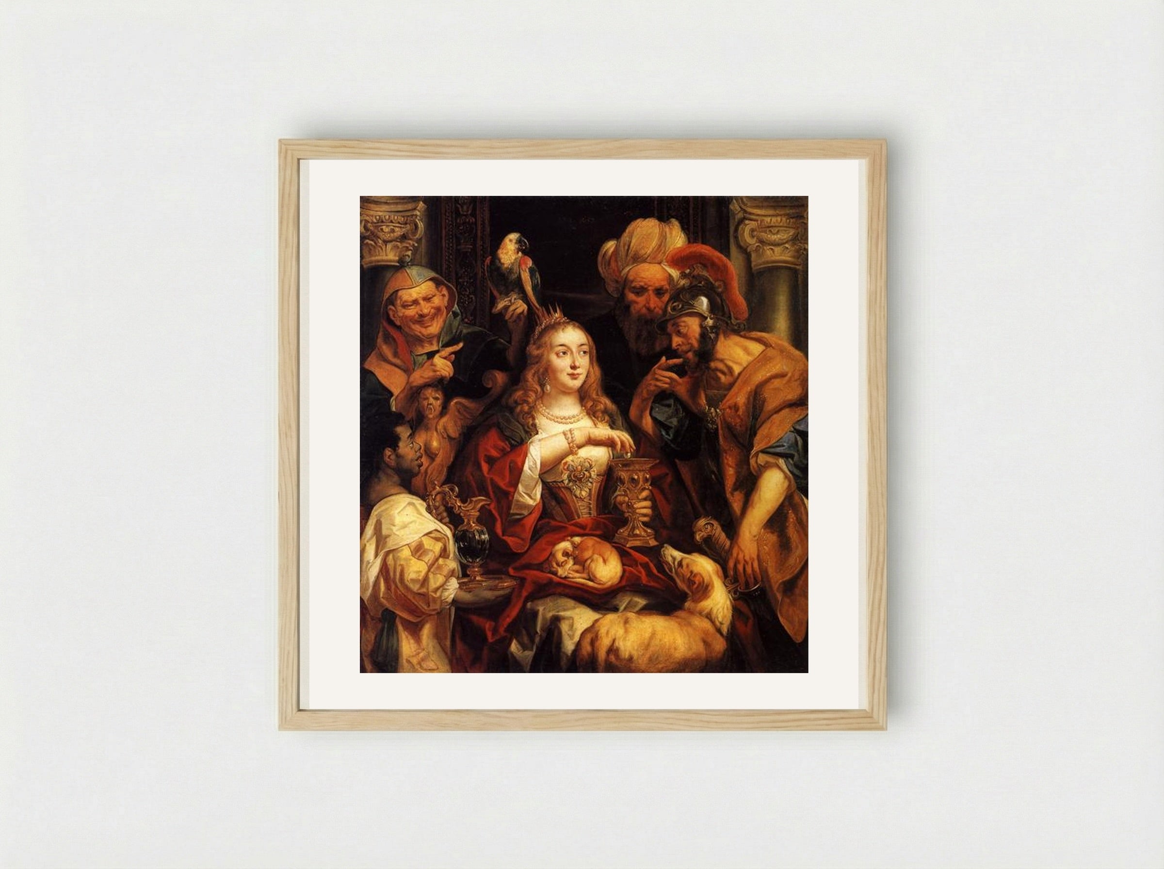 The Banquet of Cleopatra - Jacob Jordaens - Framed Print Wood