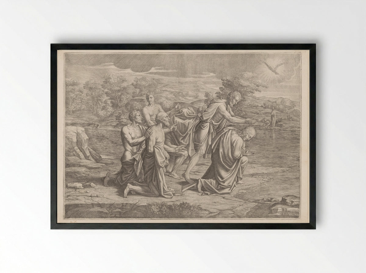 The Baptism of Christ - Pietro del Po - Framed Print Black