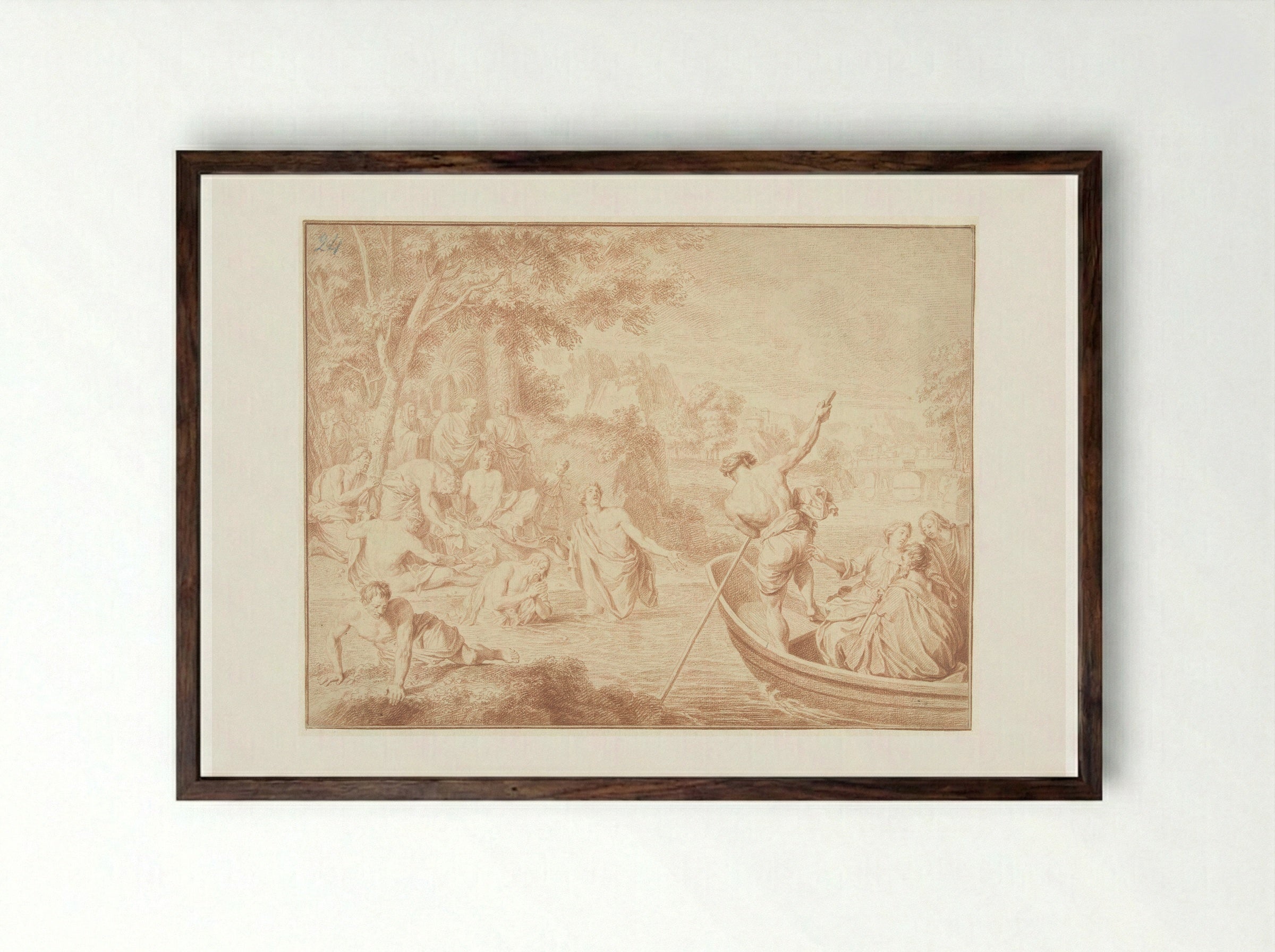 The Baptism of Christ - Louis Fabritius Dubourg - Framed Print Dark Wood