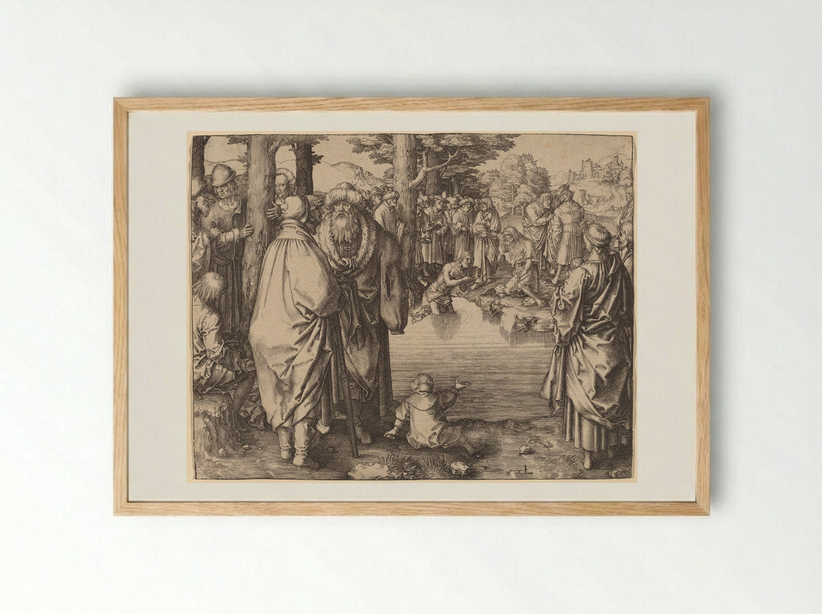 The Baptism of Christ - Lucas van Leyden - Framed Print Wood