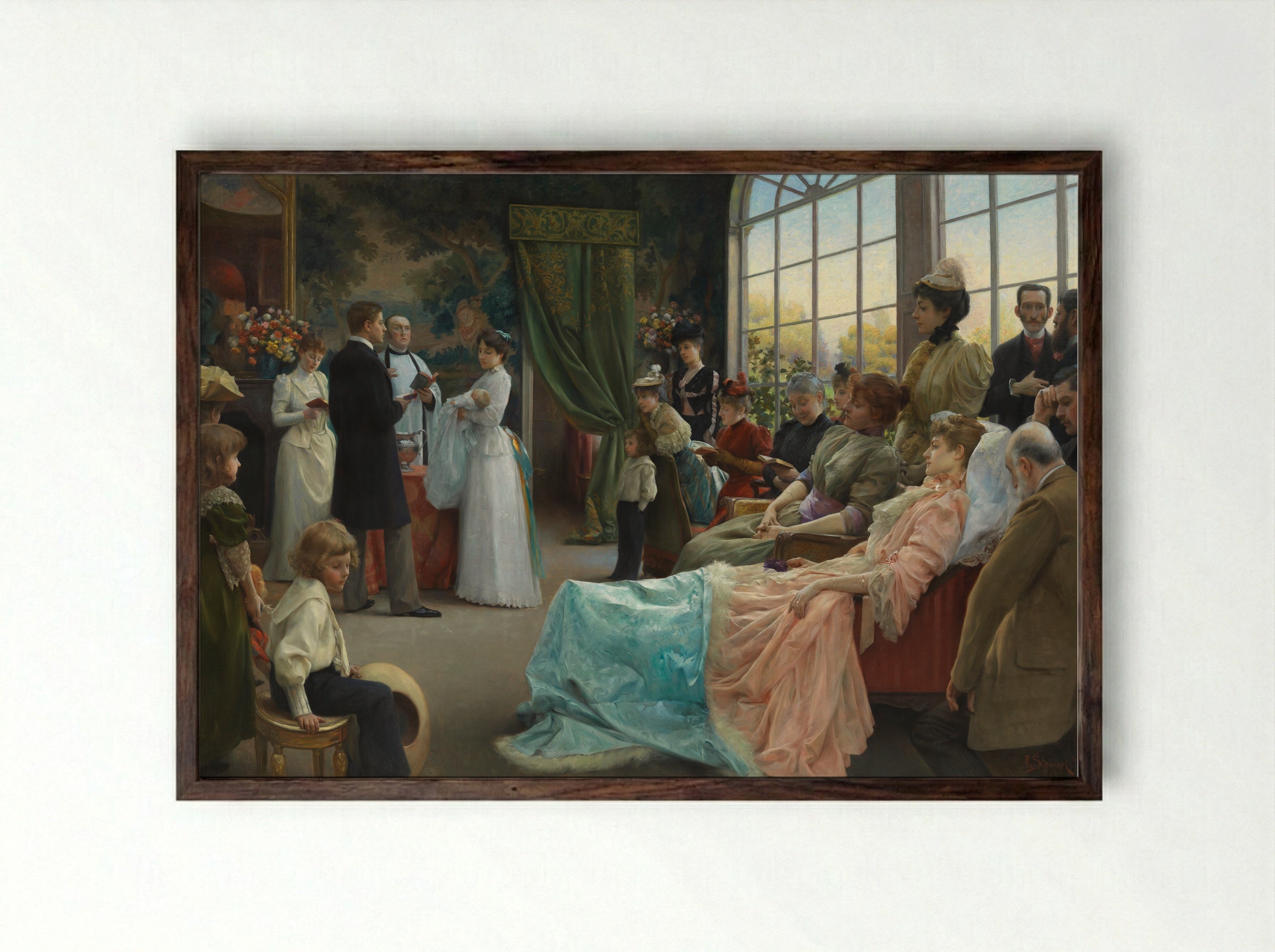 The Baptism - Julius LeBlanc Stewart - Framed Print Dark Wood