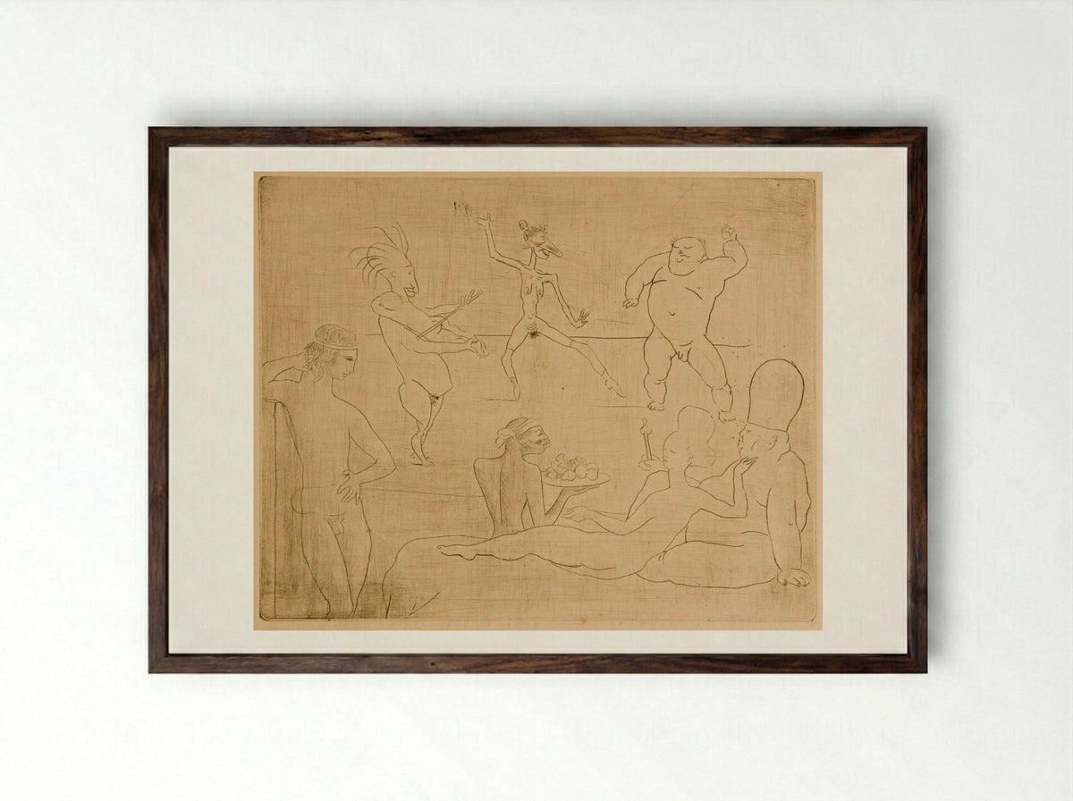 The Barbarian Dance (Before Salomé and Herod) - Pablo Picasso - Framed Print Dark Wood