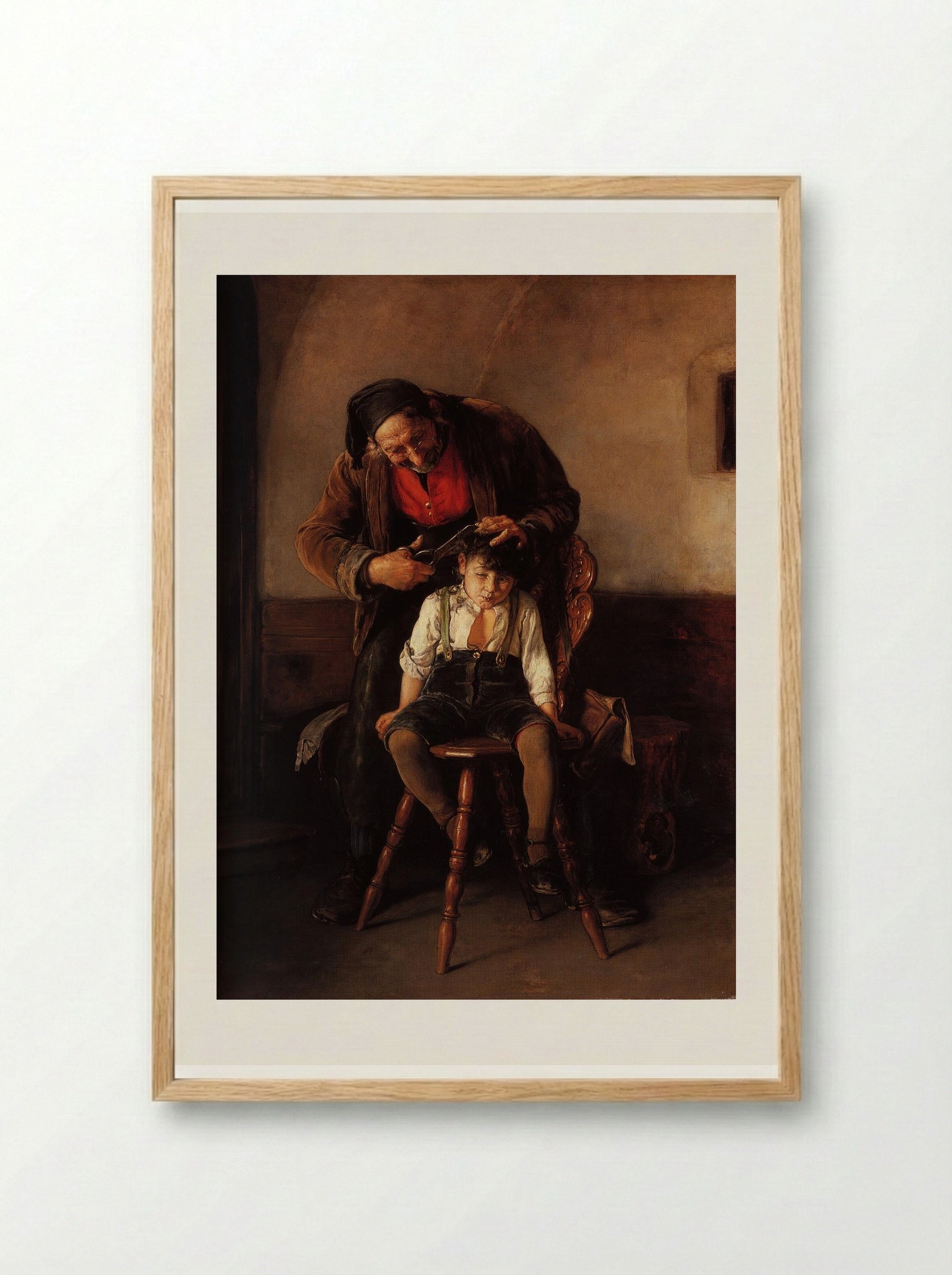 The Barber - Nikolaos Gyzis - Framed Print Wood