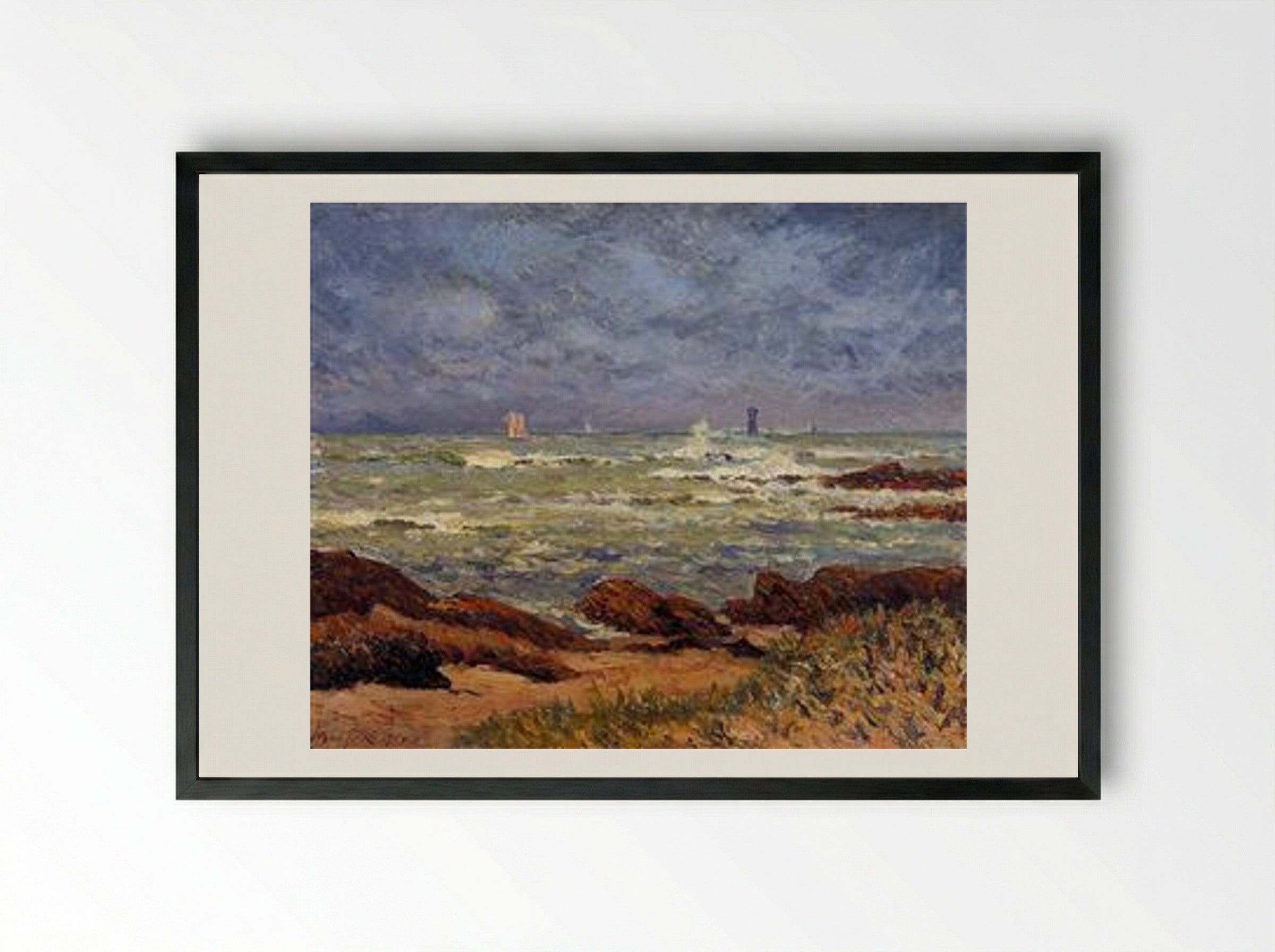 The Barges Lighthouse - Maxime Maufra - Framed Print Black