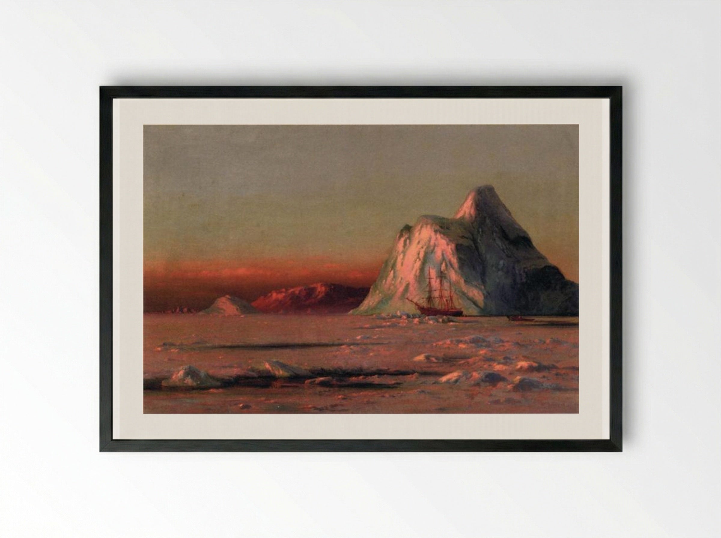 The Bark 'Panther' Under the Midnight Sun - William Bradford - Framed Print Black