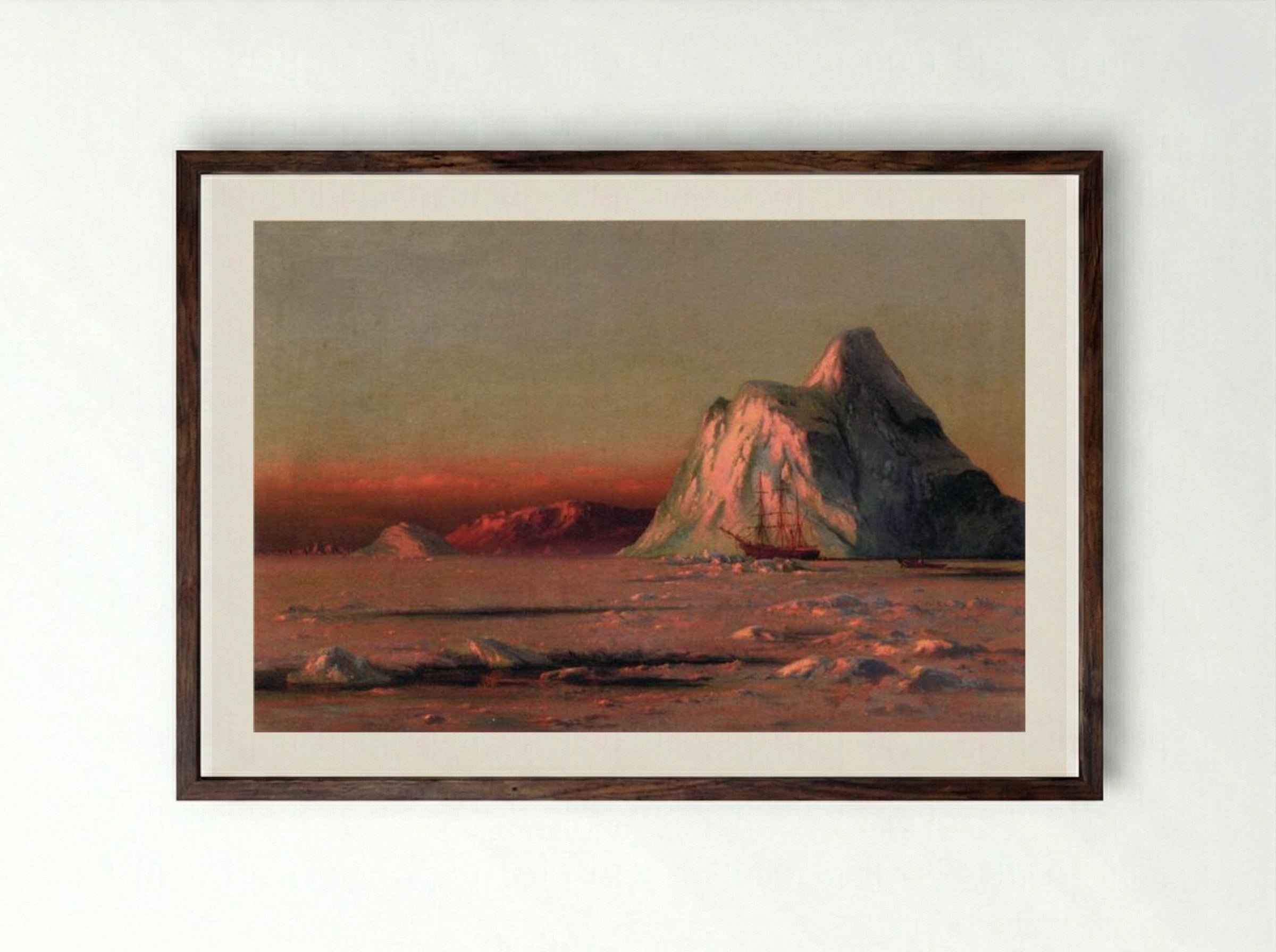 The Bark 'Panther' Under the Midnight Sun - William Bradford - Framed Print Dark Wood