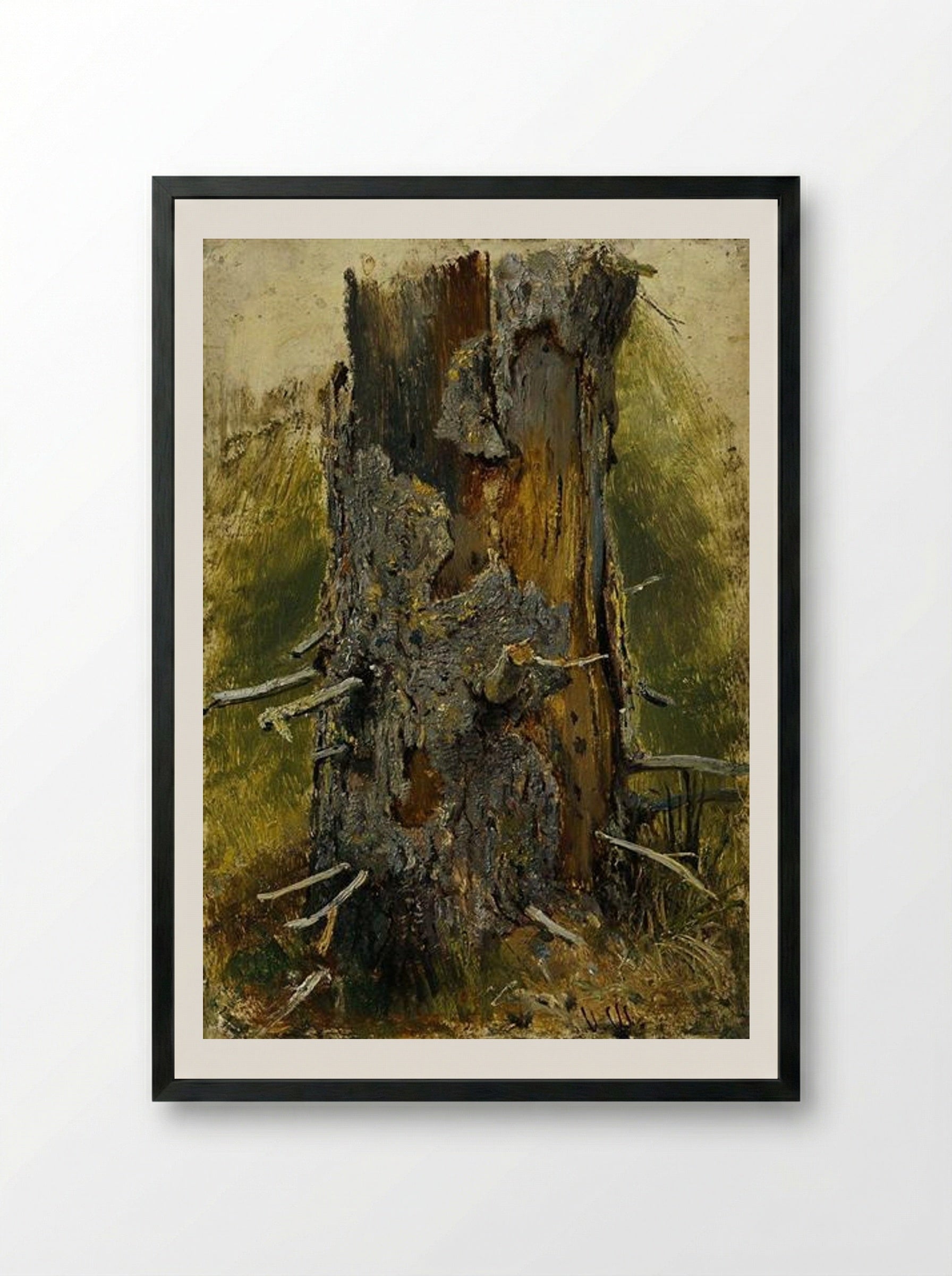 The Bark on the Dry Trunk - Ivan Shishkin - Framed Print Black