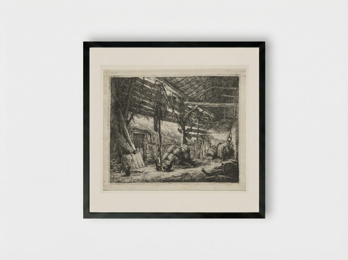 The Barn - Adriaen van Ostade - Framed Print Black