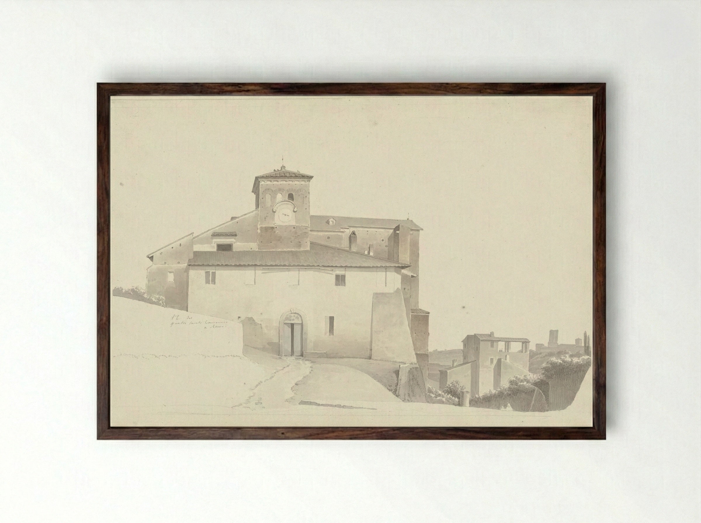 The Basilica of the Santi Quattro Coronati in Rome - Josephus Augustus Knip - Framed Print Dark Wood