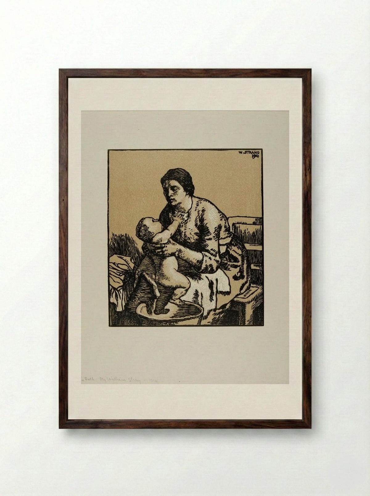 The Bath - William Strang - Framed Print Dark Wood