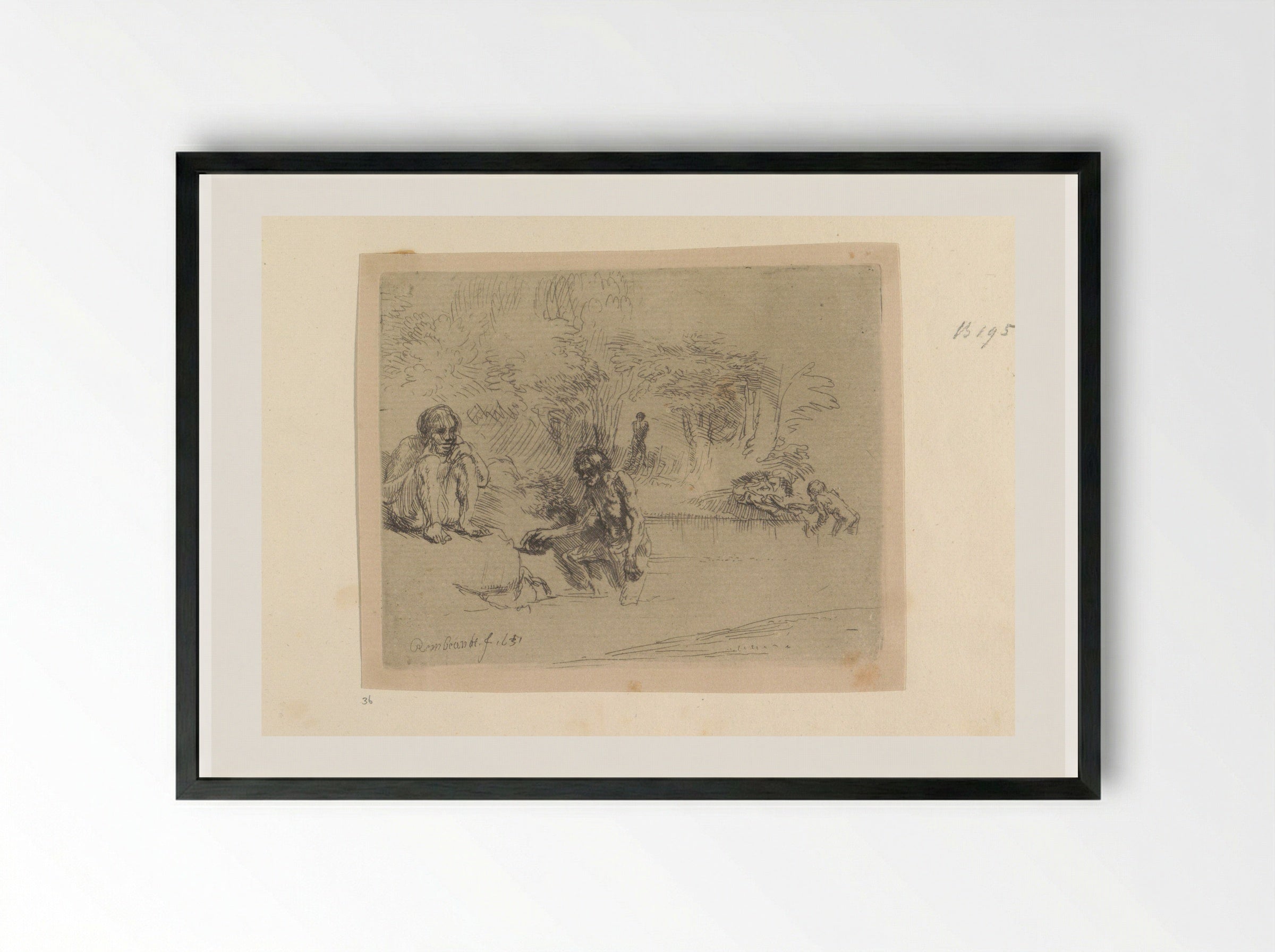 The Bathers - Rembrandt van Rijn - Framed Print Black