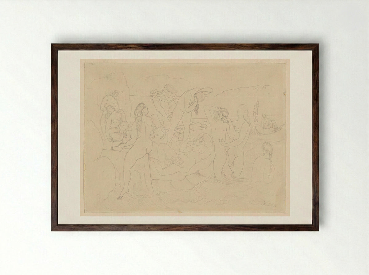 The Bathers - Pablo Picasso - Framed Print Dark Wood