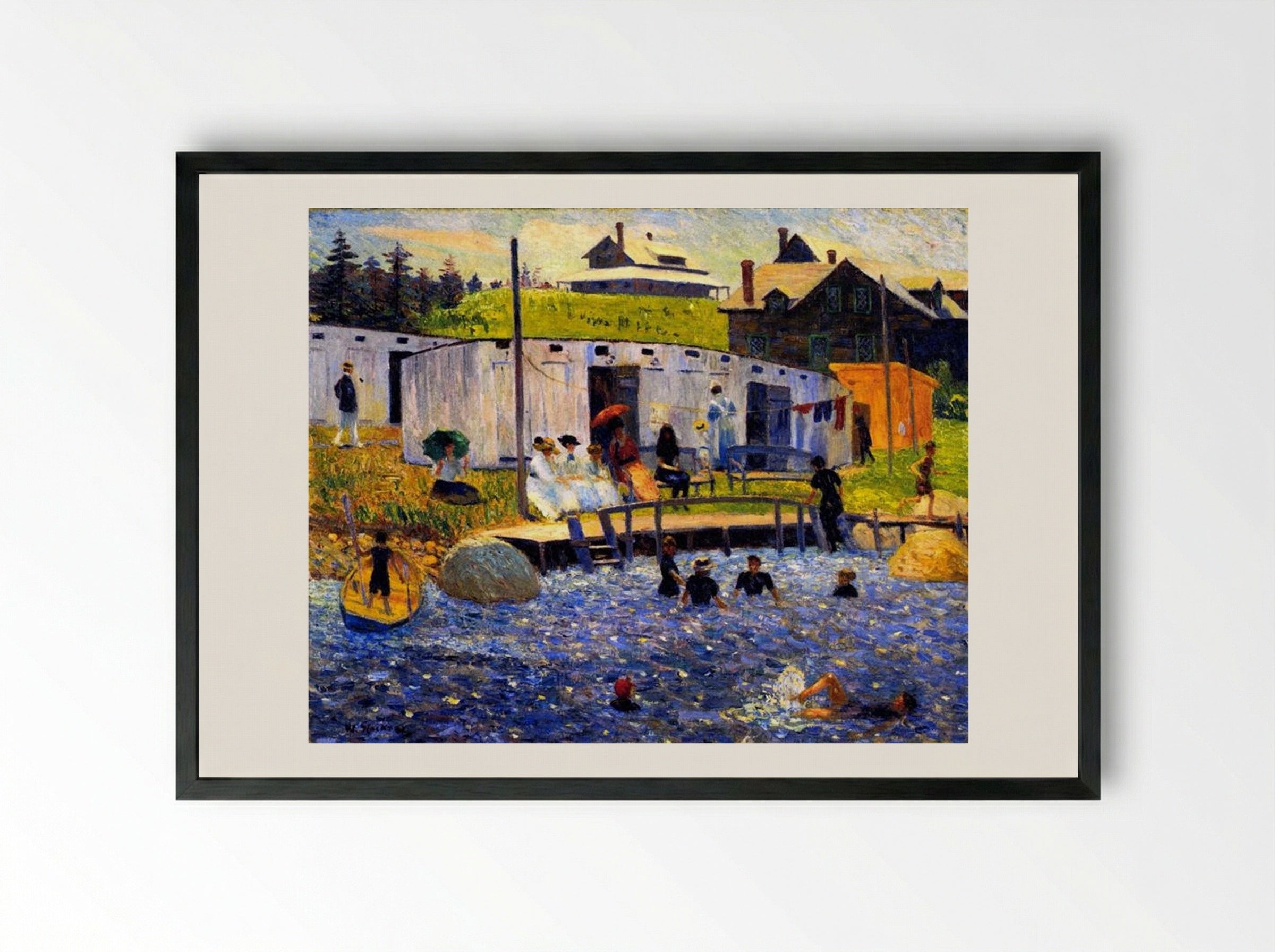 The Bathing Hour - William James Glackens - Framed Print Black