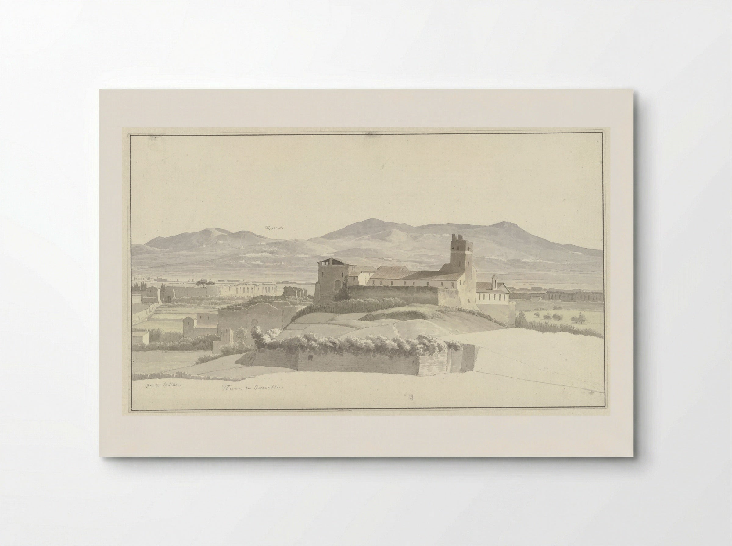The Baths of Caracalla in Rome and Frascati in the Distance - Josephus Augustus Knip - Poster