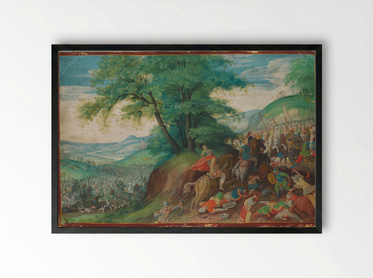 The Battle between the Israelites and the Hordes of Amalek - Jacob Savery I - Framed Print Black