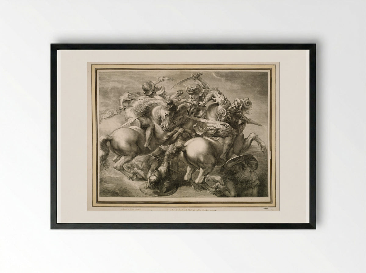 The Battle of Anghiari - Gérard Edelinck - Framed Print Black