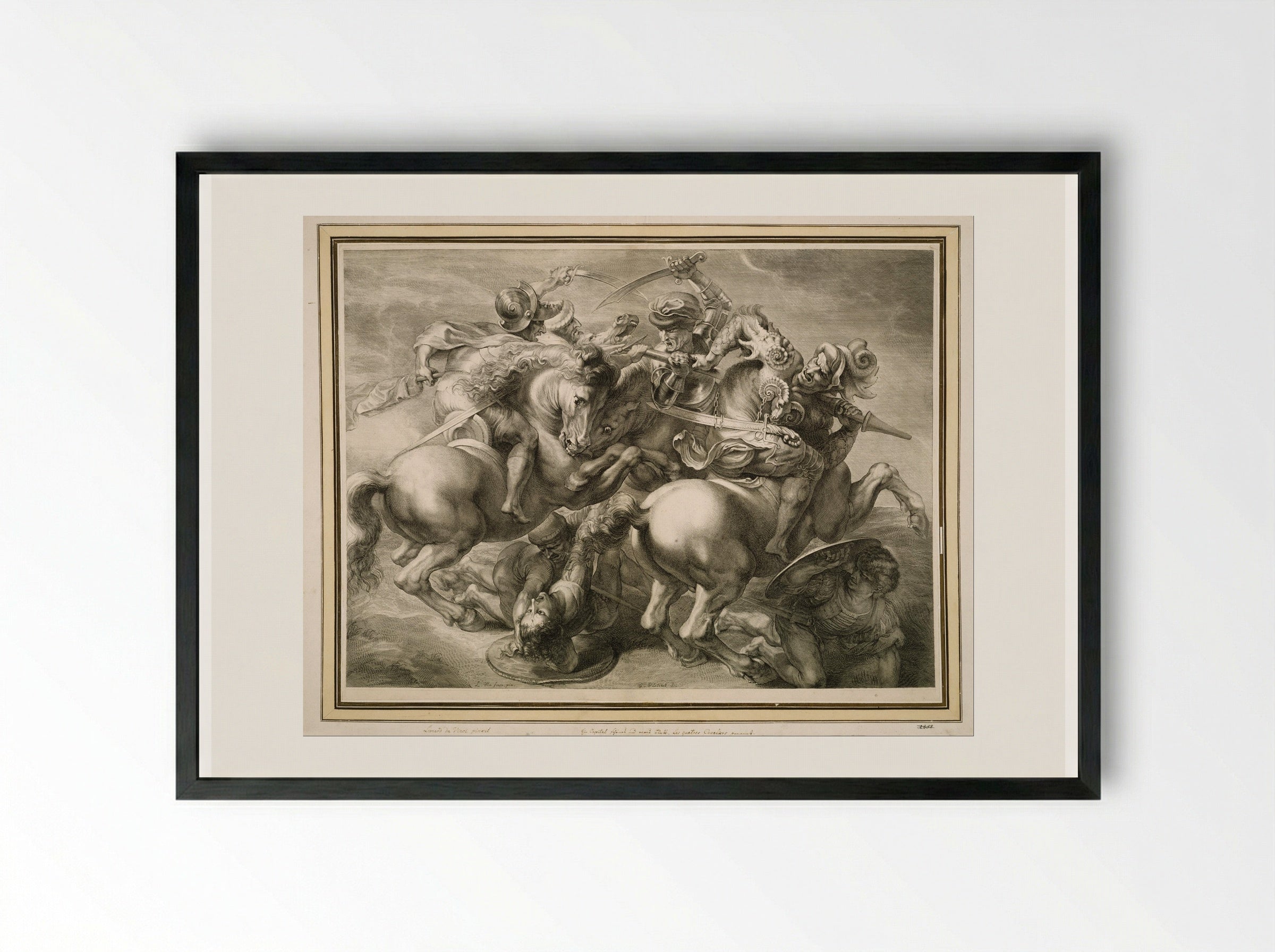 The Battle of Anghiari - Gérard Edelinck - Framed Print Black