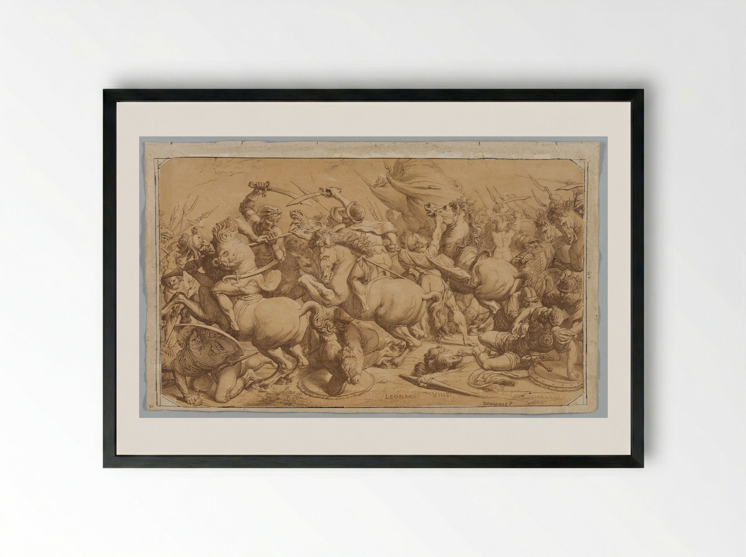 The Battle of Anghiari - Pierre-Nolasque Bergeret - Framed Print Black