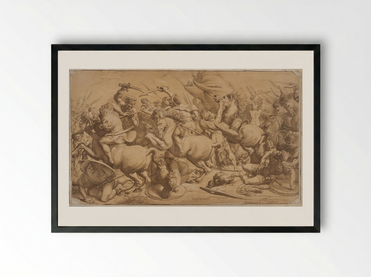 The Battle of Anghiari - Pierre-Nolasque Bergeret - Framed Print Black