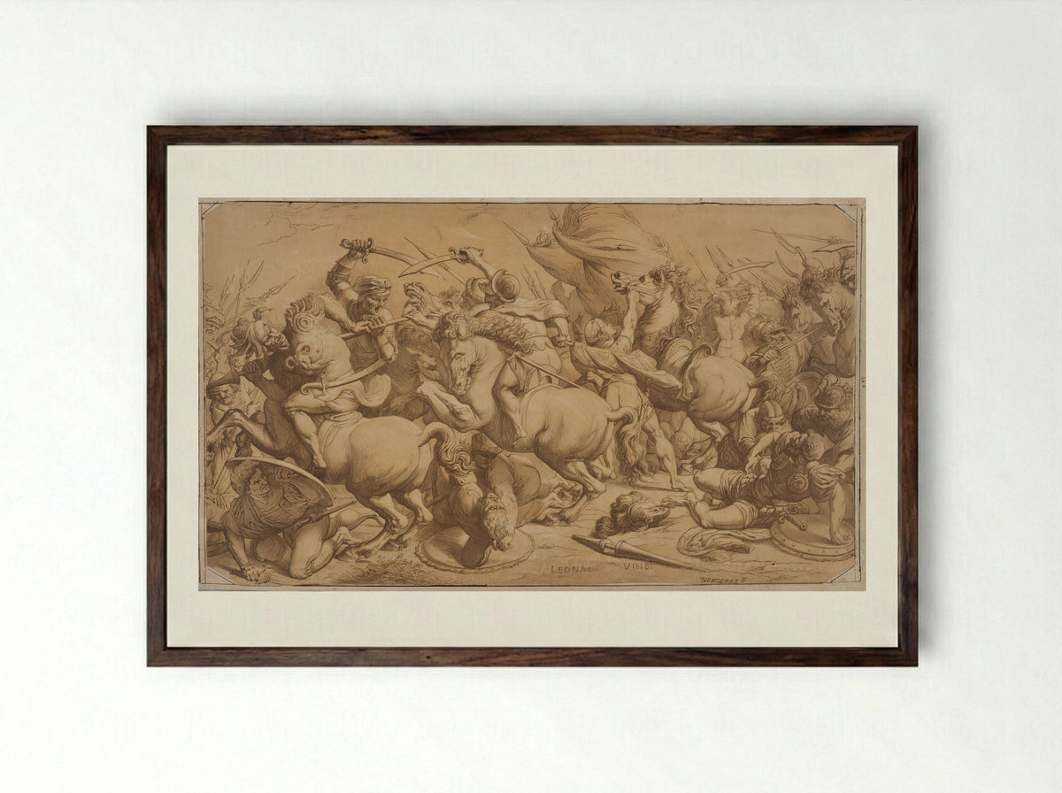 The Battle of Anghiari - Pierre-Nolasque Bergeret - Framed Print Dark Wood