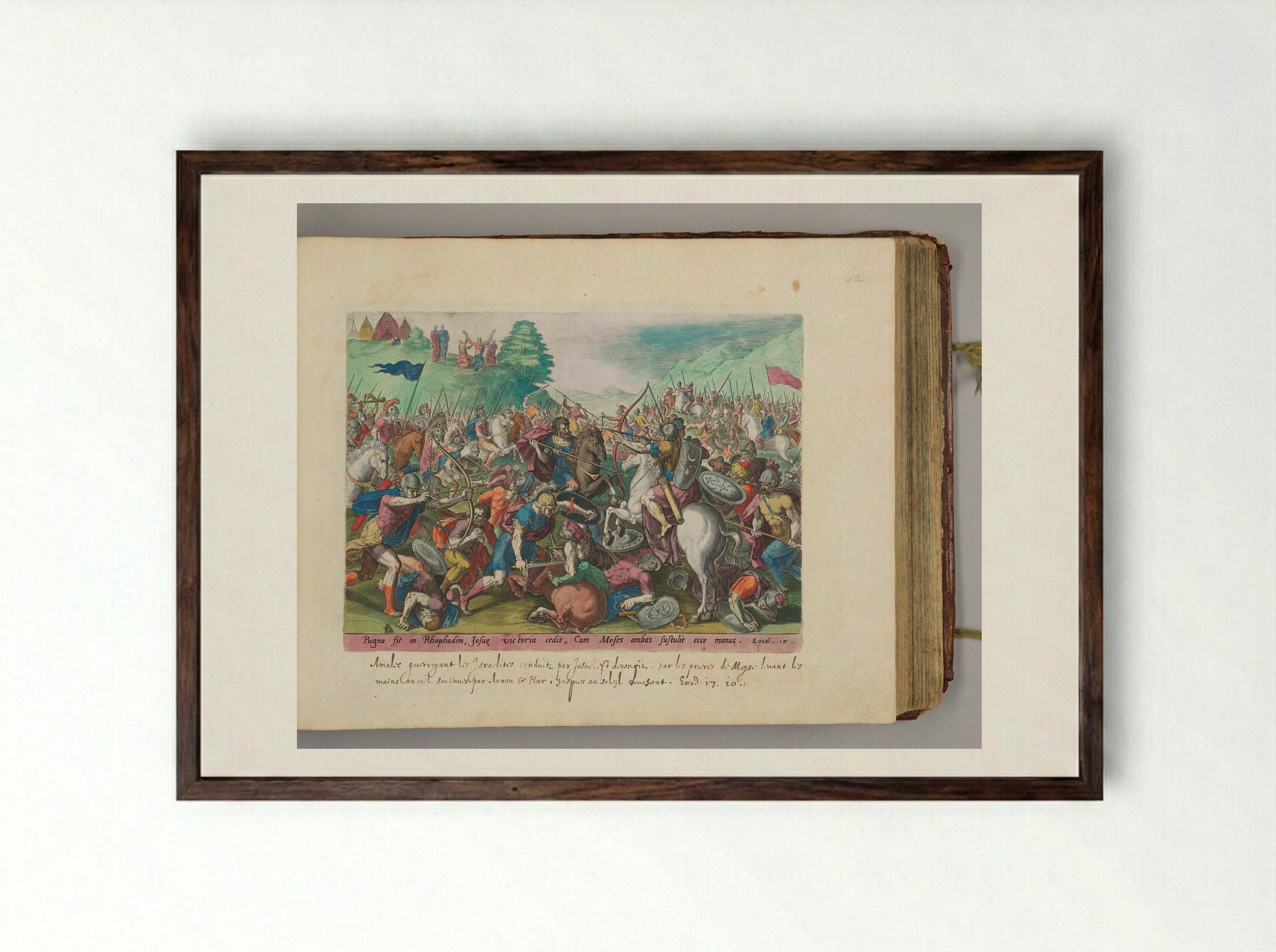 The Battle of Joshua against the Amalekites - Johann Sadeler I - Framed Print Dark Wood