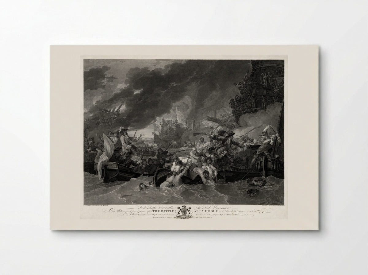 The Battle of La Hogue, Destruction of the French fleet, May 22, 1692 - Benjamin West - Poster