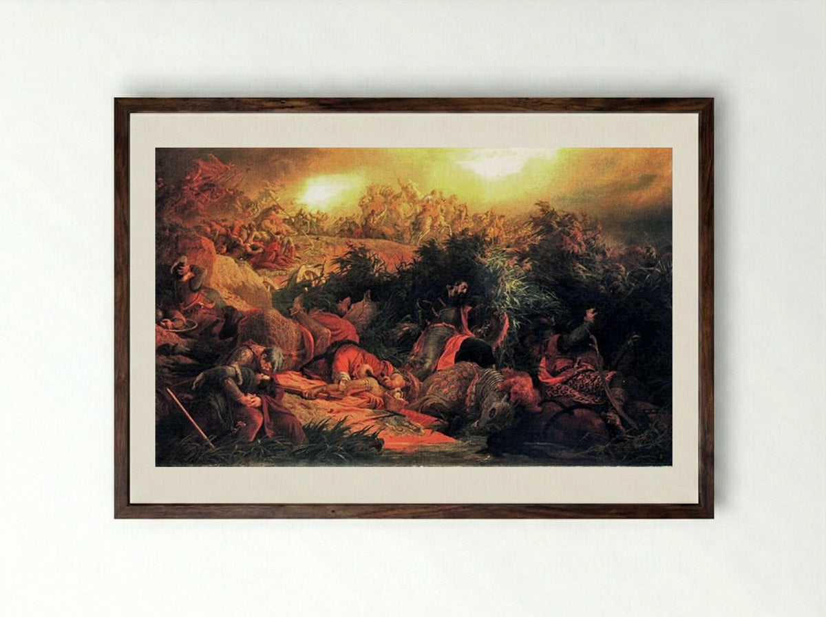 The Battle of Mohács - Bertalan Székely - Framed Print Dark Wood