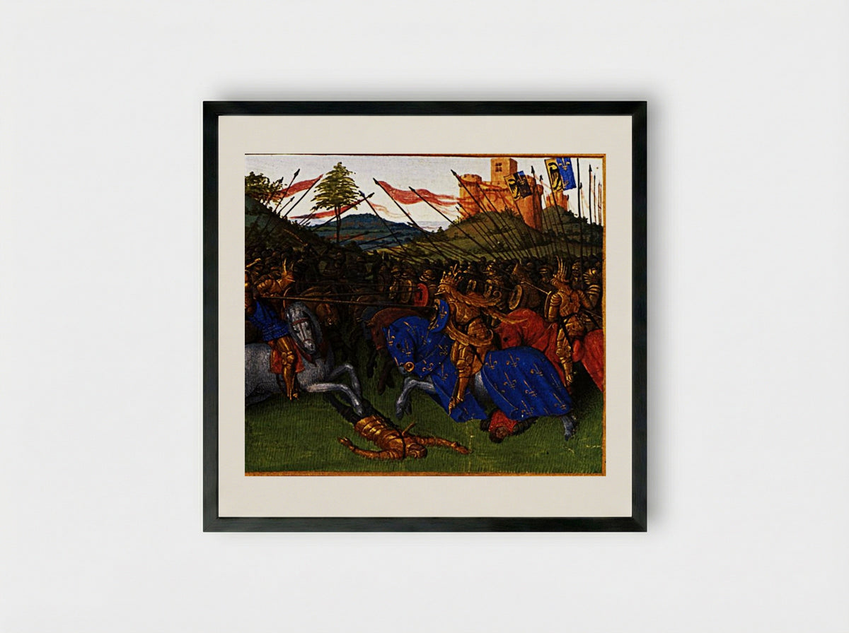 The Battle of Roncevaux Pass - Jean Fouquet - Framed Print Black