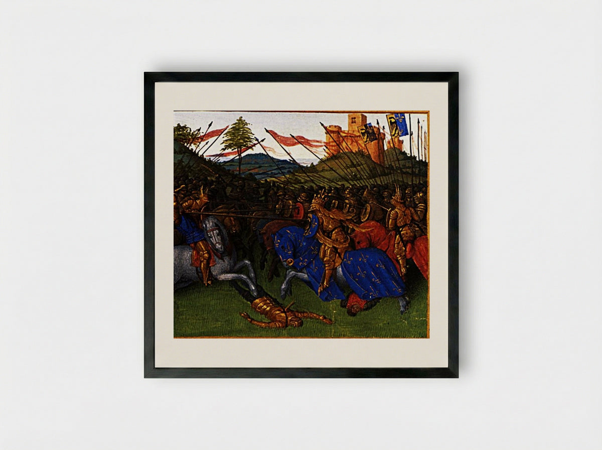 The Battle of Roncevaux Pass - Jean Fouquet - Framed Print Black