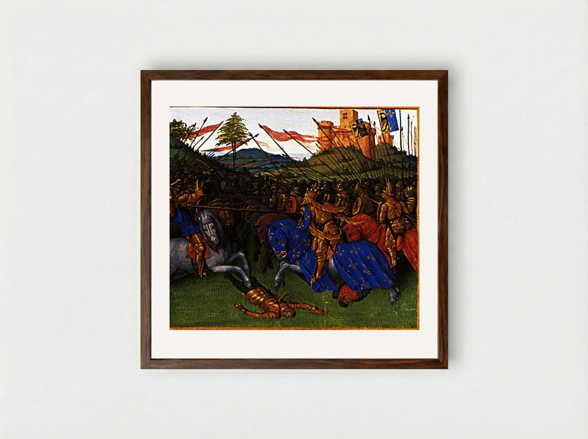 The Battle of Roncevaux Pass - Jean Fouquet - Framed Print Dark Wood