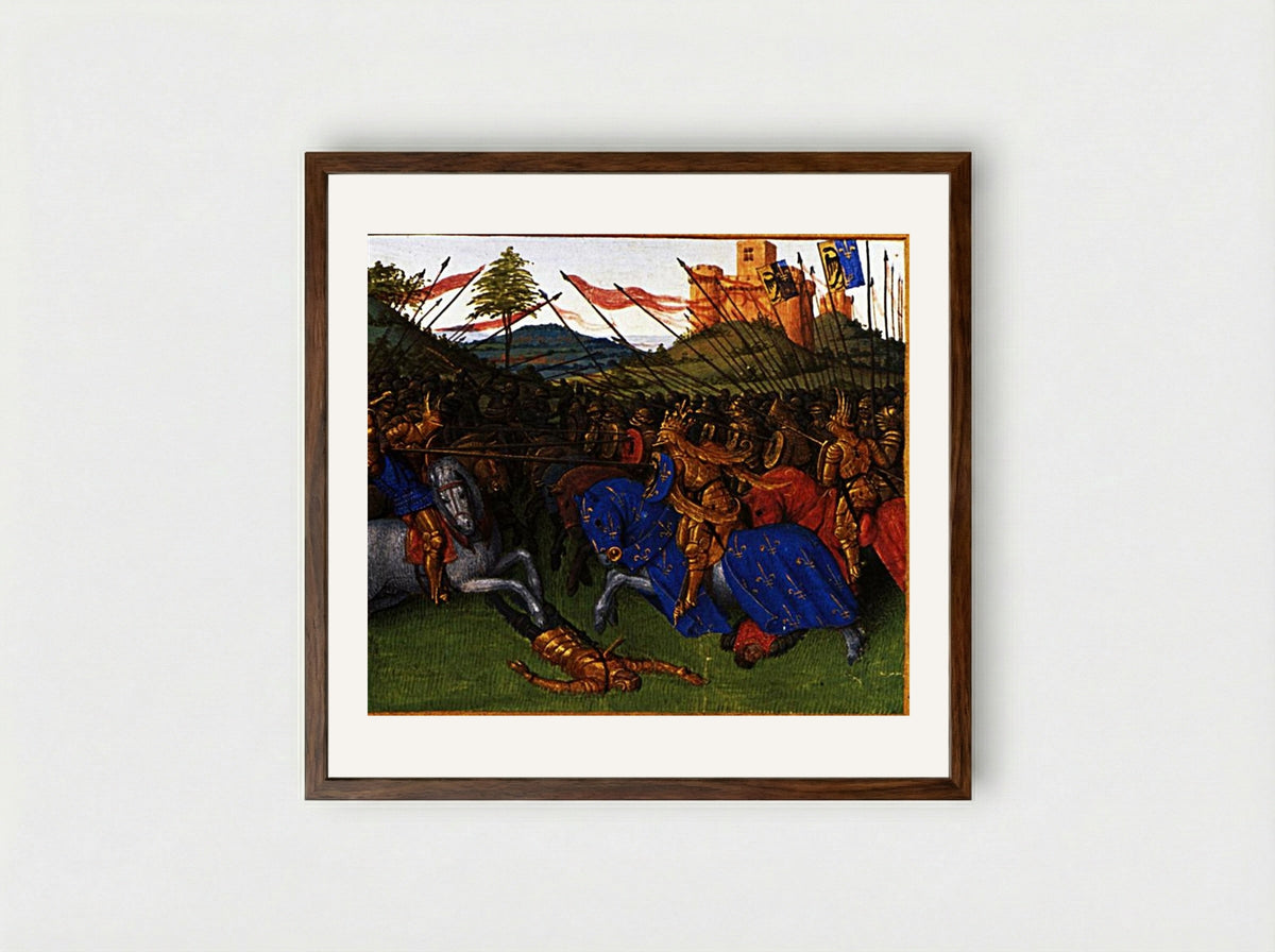 The Battle of Roncevaux Pass - Jean Fouquet - Framed Print Dark Wood